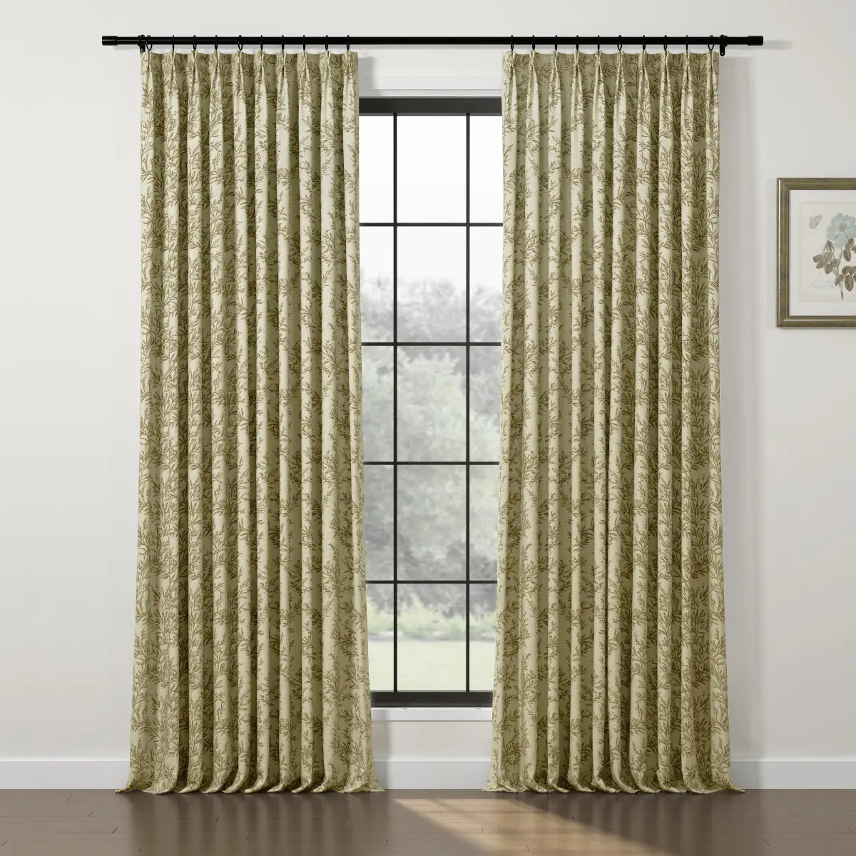 Elegant Sara Le Print Linen Drapery Pleated Curtains - Soft Textured Window Treatments for Living Room & Bedroom Decor