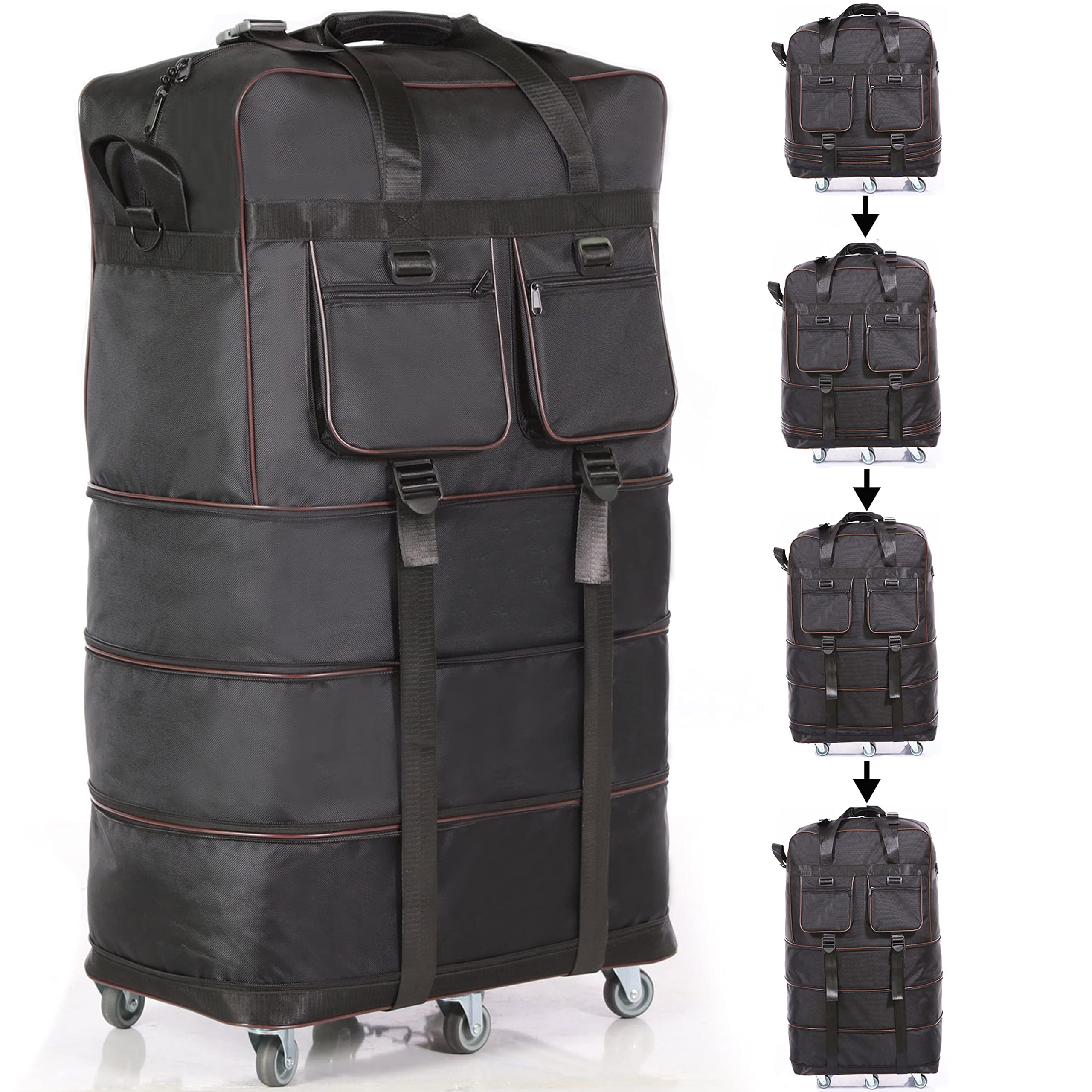 ELDA Expandable Wheeled Duffle Bag - Heavy Duty Collapsible Luggage for Travel