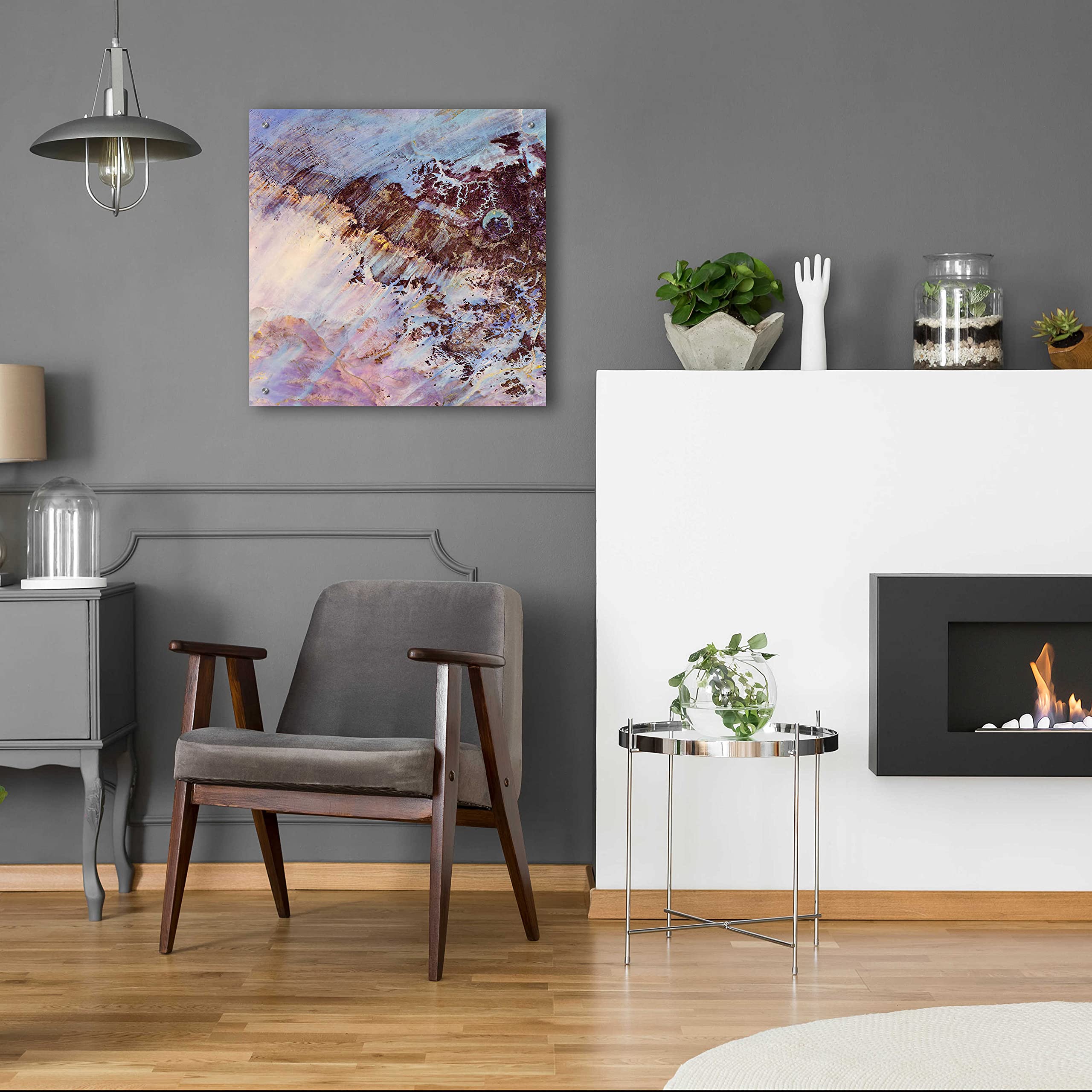 Epic Art 'Earth as Art: Storm Amid the Calm' - 24x24 Inch Modern Acrylic Glass Wall Decor - Vibrant Abstract Landscape Painting for Living Room, Office & Home Decoration