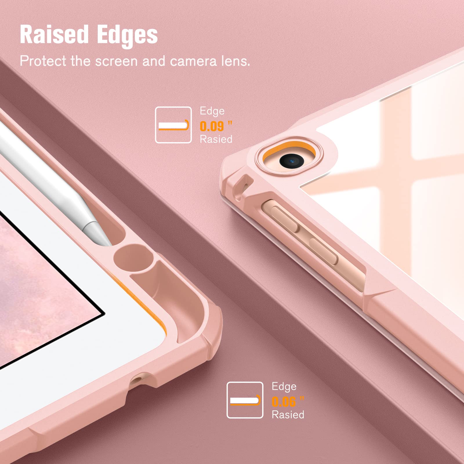 Fintie Hybrid Slim Case for iPad 6th/5th Generation (2018/2017) & iPad Air 2/Air 1 (9.7 Inch) - Shockproof Protective Cover with Clear Transparent Back Shell & Built-in Pencil Holder | Glittering Marble Design | Perfect for Work, School & Travel