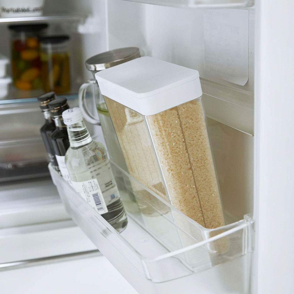 Yamazaki Home White Tower Grain Container Set - Airtight Food Storage for Rice, Flour & Dry Goods - Perfect for Kitchen Pantry Organization & Bulk Food Storage
