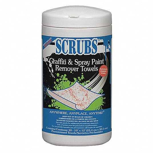 Professional Scrubs Graffiti & Paint Remover Towels - 30 Towels per Can (Case of 6) | Heavy-Duty Cleaning for Walls, Floors & Surfaces | Ideal for Home, Workshop & Industrial Use