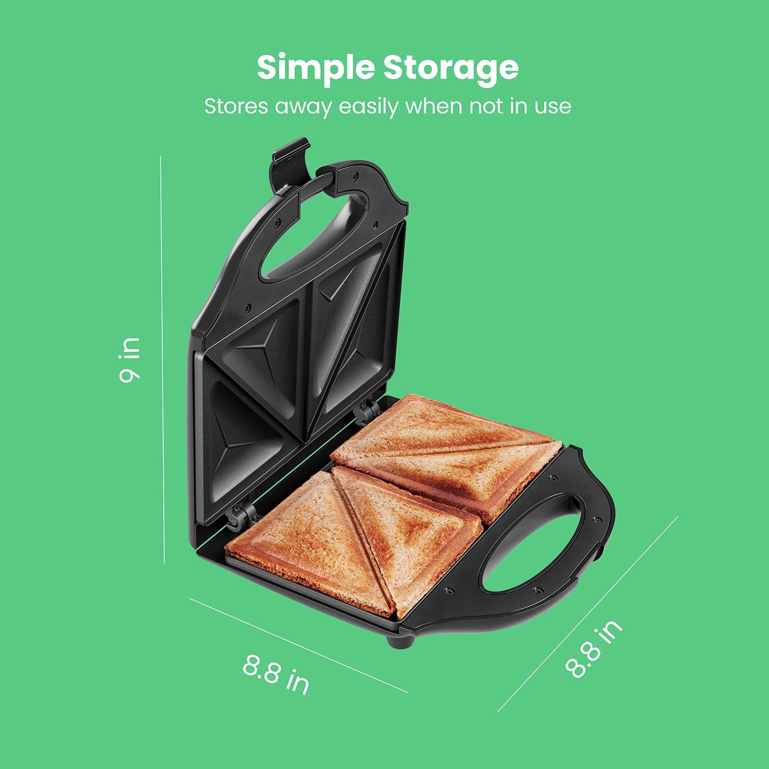 Chefman Electric Sandwich Maker - Portable, Nonstick Panini Press & Quesadilla Maker with Indicator Lights, Locking Lid & Cord Storage - Perfect for Breakfast, Lunch & Camping Meals