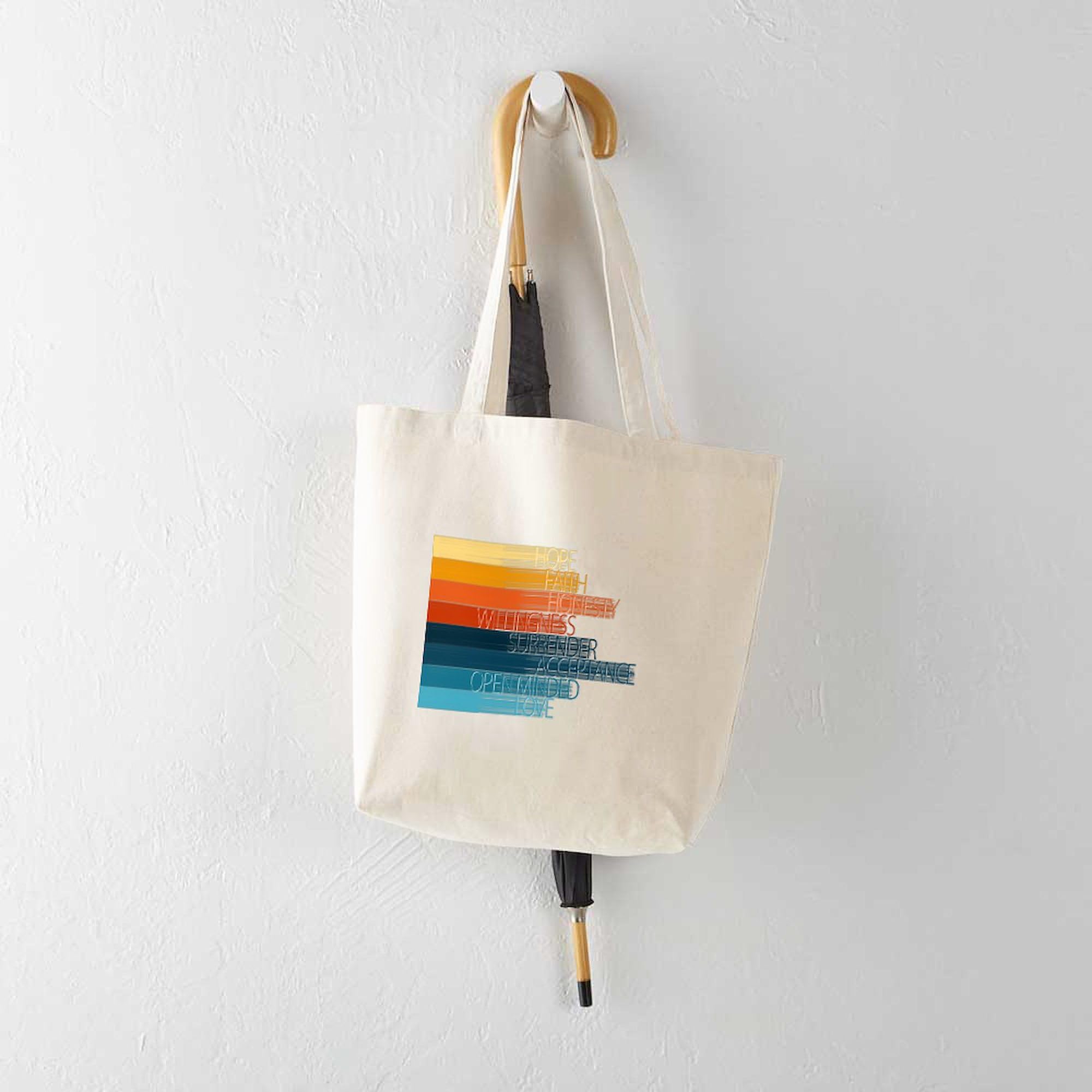 Spiritual Principles Tote Bag - Natural Canvas Reusable Shopping Bag for Groceries, Beach & Daily Use | Eco-Friendly Cotton Tote with Inspirational Quote