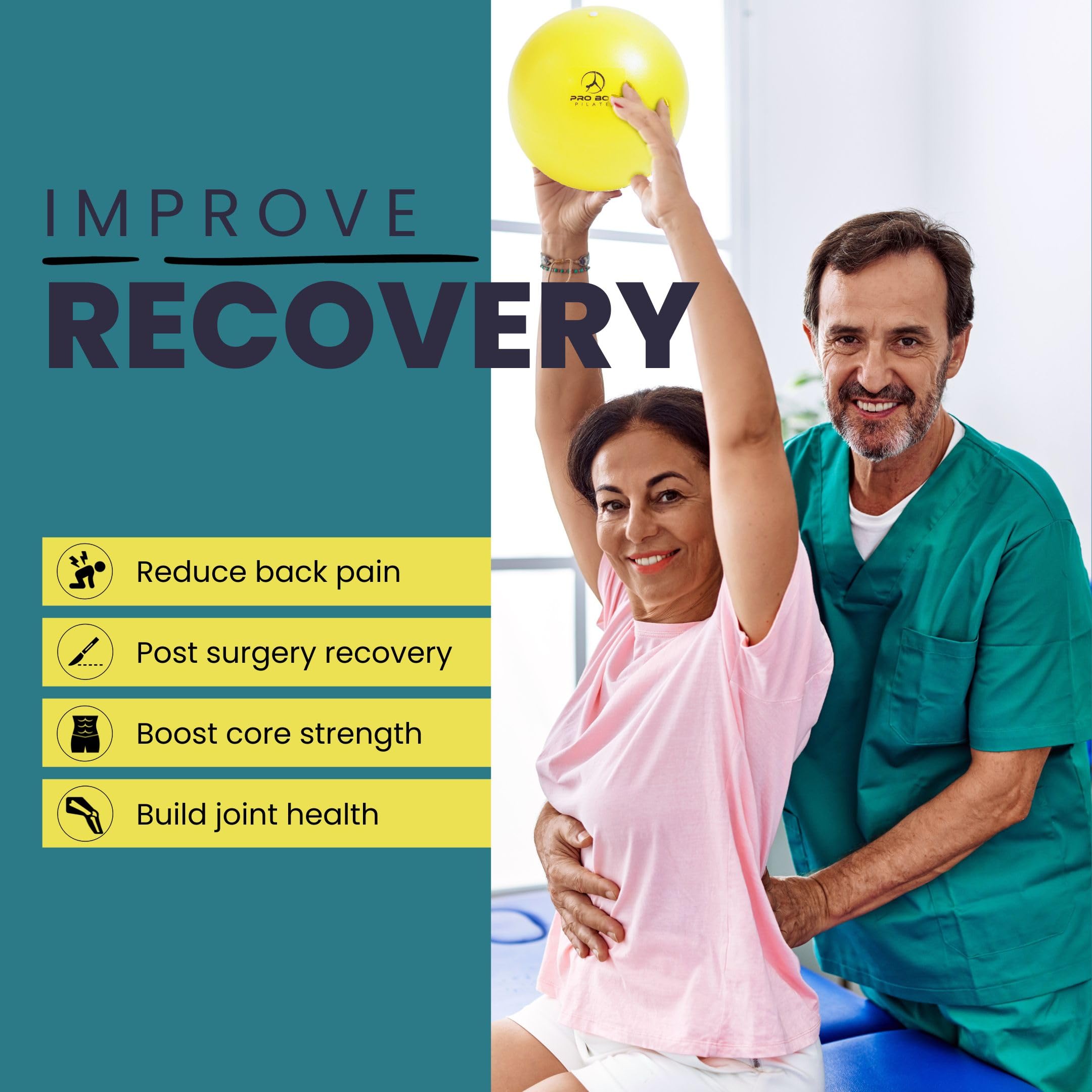 ProBody 9-Inch Small Exercise Ball for Pilates, Physical Therapy, Rehab, Barre, Core Stability & Yoga - Perfect for Knee Exercises, Home Workouts & Fitness Training