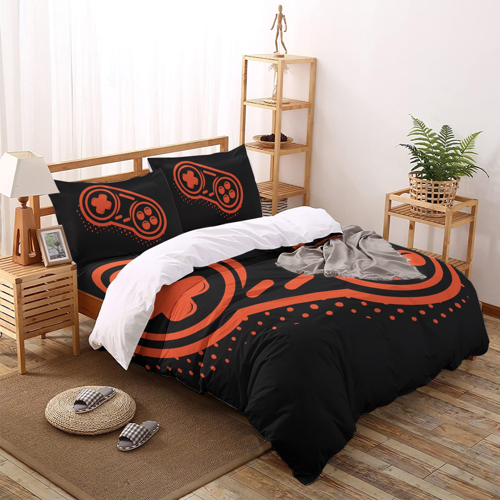 Sailground 4-Piece Queen Size Duvet Cover Set - Ultra Soft Microfiber Gaming Themed Bedding with Video Game Art, Colorful Design for Kids & Adults - Perfect for Gamers' Bedrooms, Teen Rooms & Themed Decor
