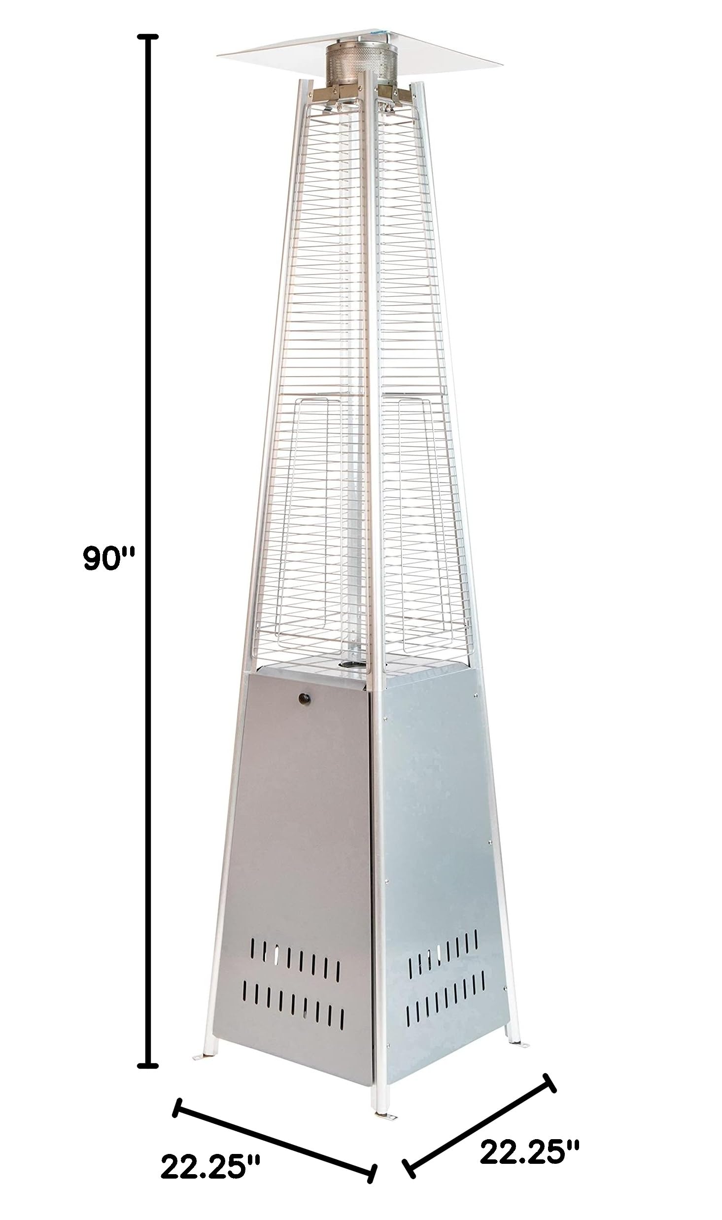 **Merrick Lane 7.5ft Silver Pyramid Outdoor Patio Heater - Portable & Tall Backyard Heater for Deck, Garden, and Restaurant Use**