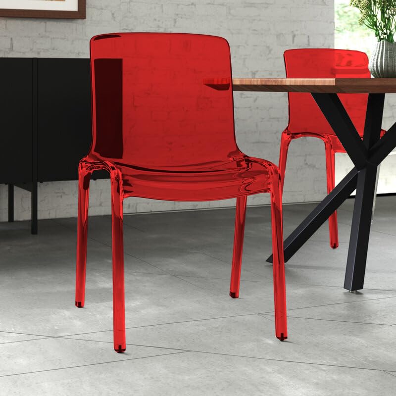 LeisureMod Murray Dining Chair - Modern Comfortable Upholstered Chair in Red for Kitchen, Dining Room & Office | Perfect for Home & Restaurant Use