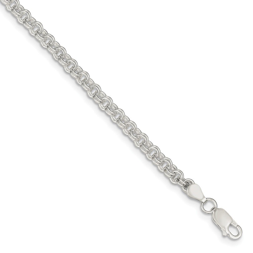 925 Sterling Silver 4mm Double Link Charm Bracelet with Lobster Clasp - Elegant Jewelry for Women, Perfect for Gifts, Parties & Everyday Wear