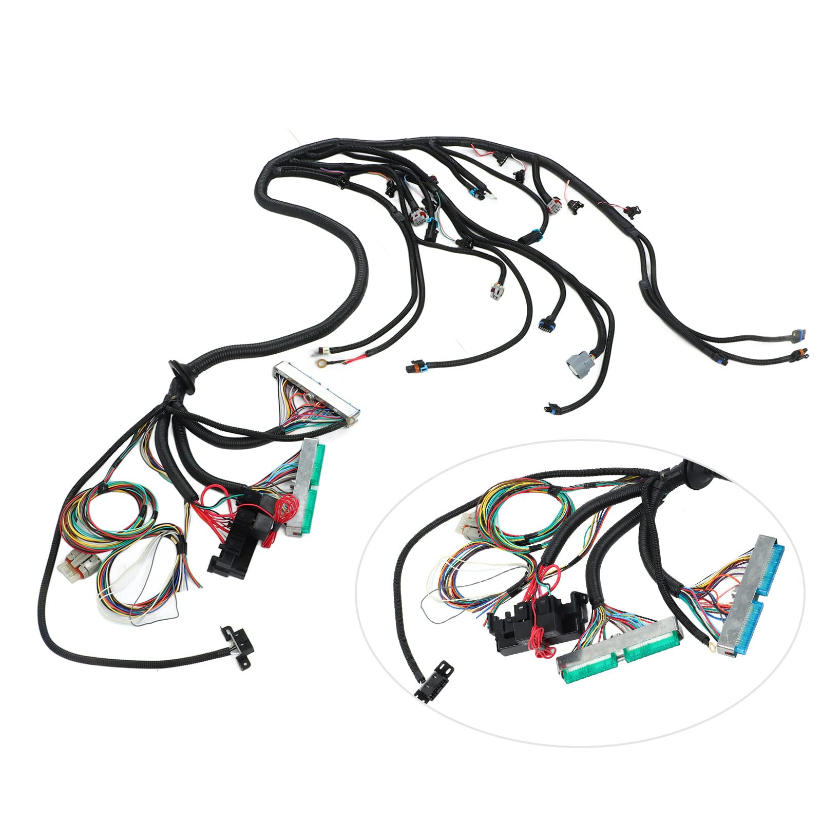 Tbest LS Swap Standalone Wiring Harness - Black ABS Plastic with Flat Ribbon Connector for 4L60E/4L70E/4L75E Transmission, DBW, EV1 Injectors & Rear Mount CPS | Compatible with 12200411 PCM & 15725501 | Perfect for LS Engine Swaps & Performance Upgrades