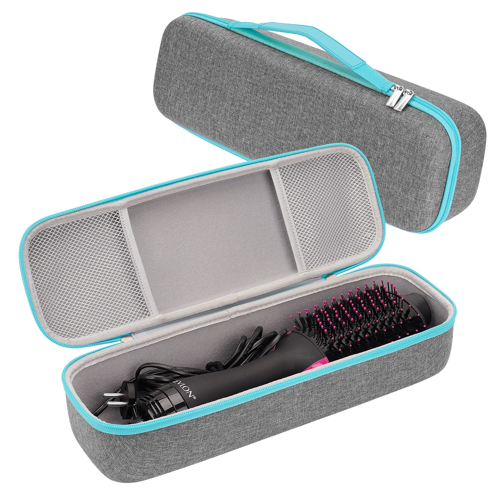 Durable EVA Travel Case for Revlon OneStep Hair Dryer Brush 1.0 & 2.0 - Lightweight Portable Hot Air Brush Organizer with Rigid Protection (Gray) - Perfect for Travel, Salon Visits & Home Storage