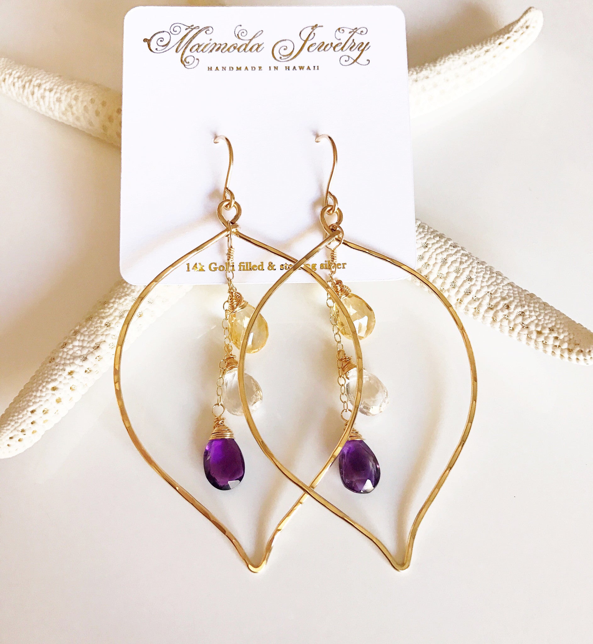 Yuri Earrings - Elegant Amethyst, Crystal Quartz & Citrine Gemstone Jewelry (E103) | Perfect for Weddings, Parties & Everyday Wear
