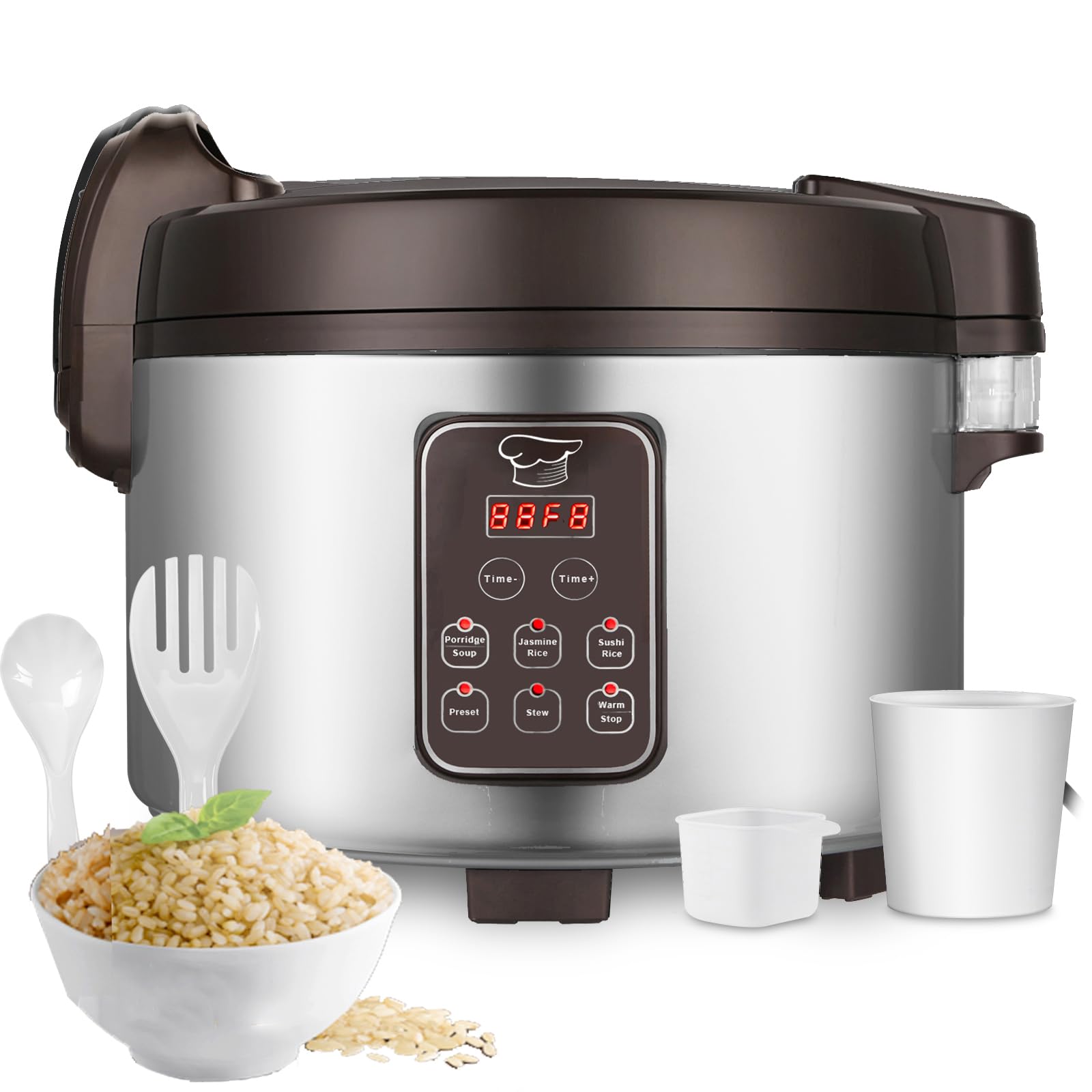 15L Commercial Rice Cooker & Warmer - 84 Cups Cooked (15.8 QT) Large Smart Rice Cooker with 6 Cooking Functions, 24-Hour Delay Timer, LED Display & Auto Keep Warm | Non-Stick Inner Pot | Perfect for Restaurants, Catering & Large Family Gatherings