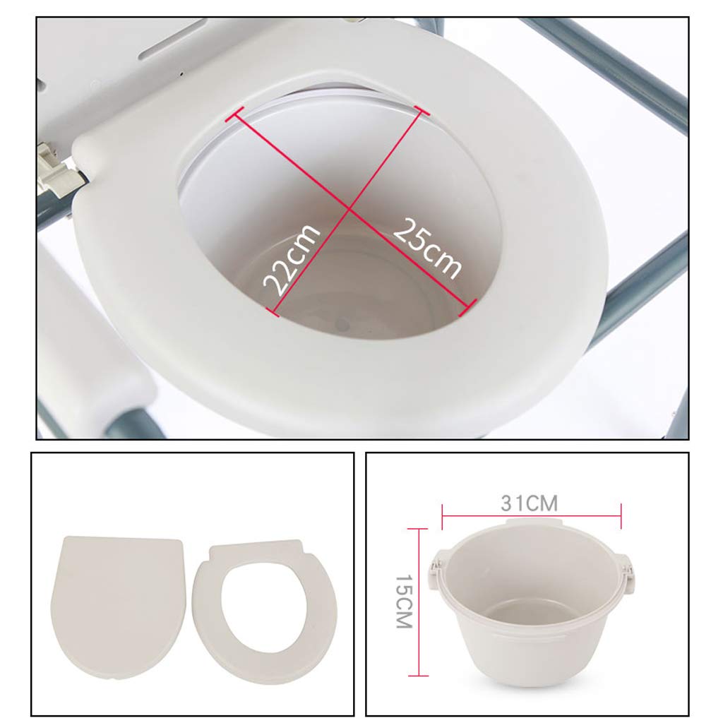 3 in 1 Commode Shower Chair - Portable Toilet Seat for Elderly & Handicap - Adjustable Height Bariatric Toilet with Non-Slip Handles & Safety Steel Frame - Ideal for Bathroom Safety & Mobility Assistance