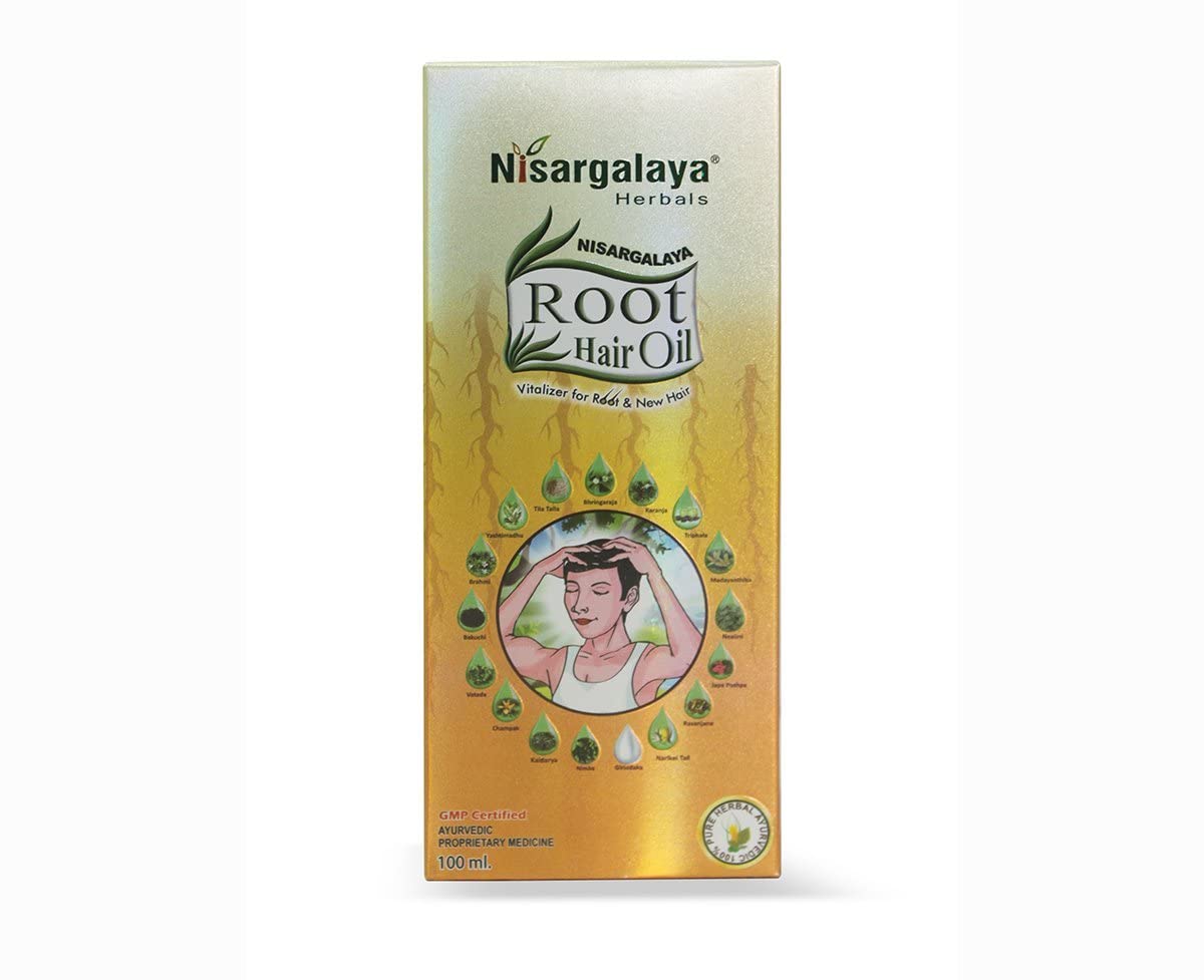 Nisargalaya Herbals Natural Root Hair Oil for Hair Growth & Strength - 100ml | Promotes Thicker, Longer Hair for Men & Women | Perfect for Daily Hair Care & Scalp Nourishment