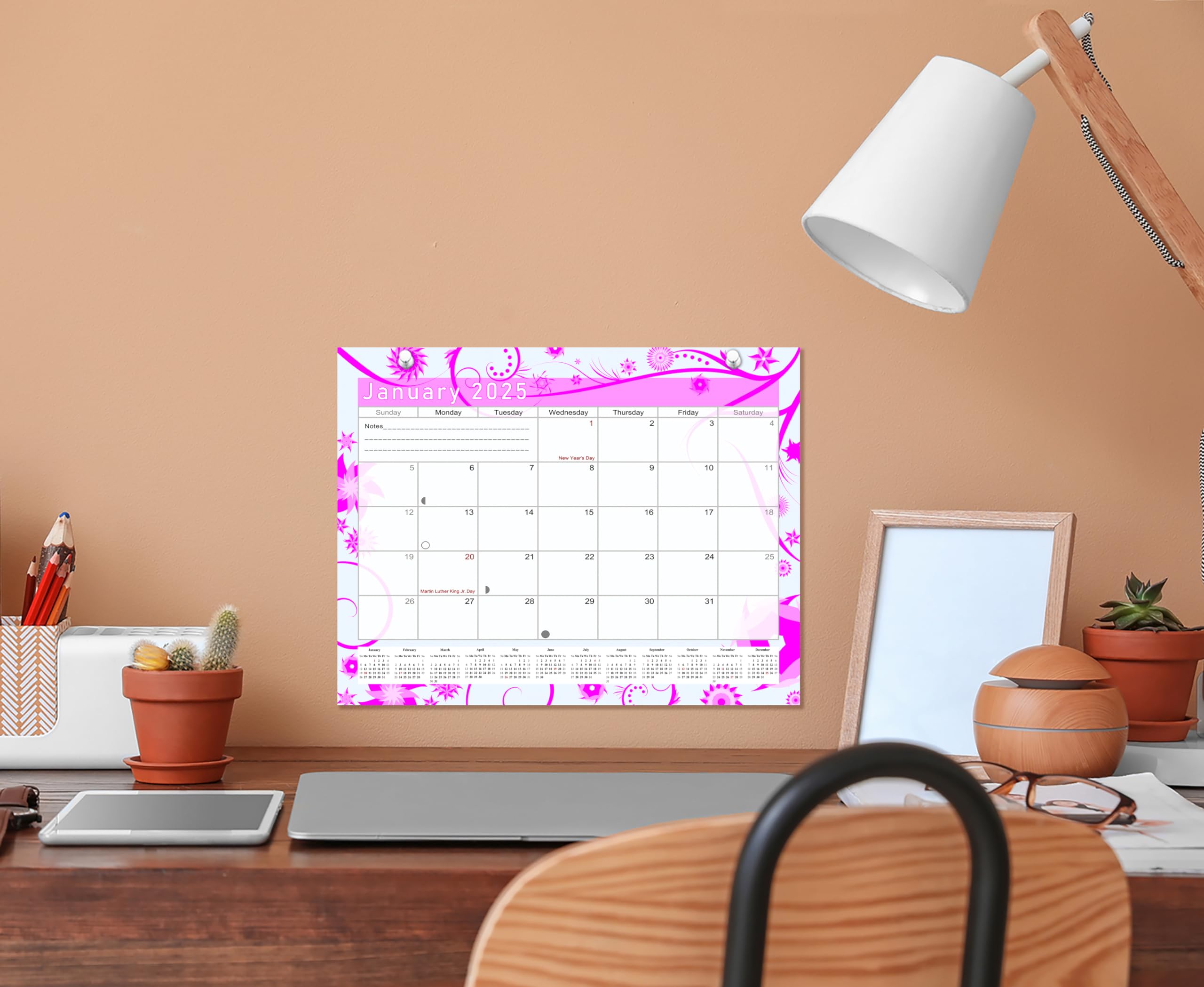 2024-2025 18-Month Magnetic Desk Calendar & Wall Planner - Monthly Organizer with Bonus Stickers (Edition #10) for Office, Home, School & Gift Giving