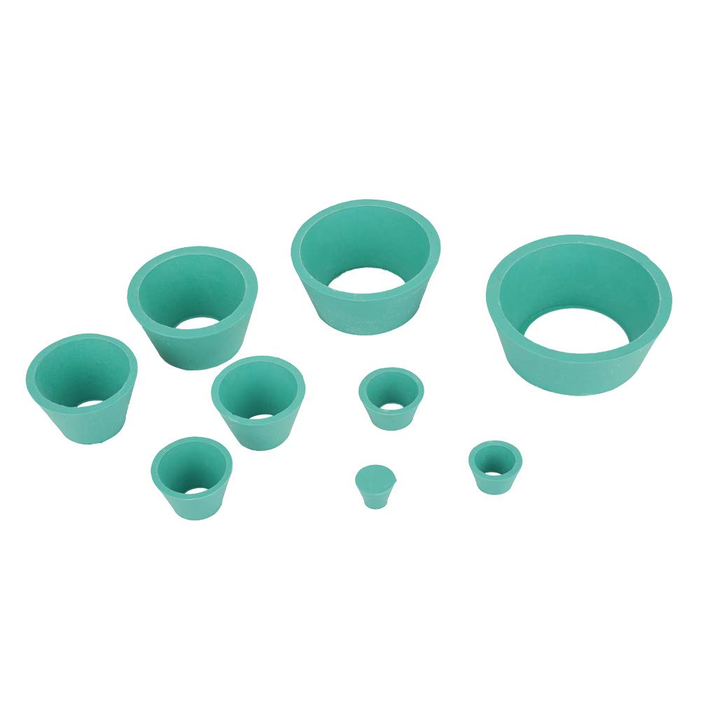 9-Pack Filter Adapter Cone - Elastic & Smooth Rubber Stopper for Buchner Funnel & Flask Filtration Set (Green) - Ideal for Chemistry Labs, Home Brewing & Scientific Experiments