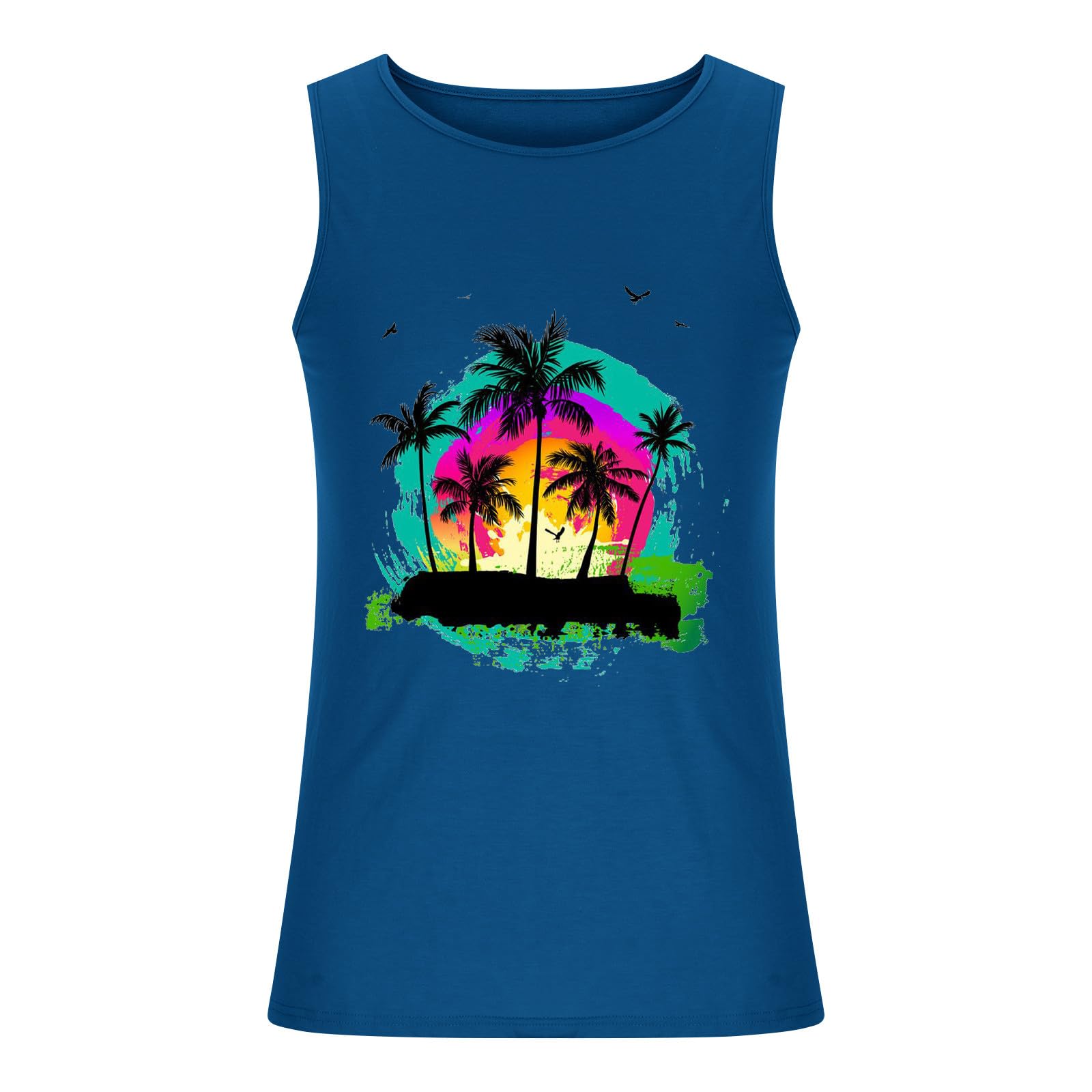 Wodceeke Men's Beach Tank Tops - Sleeveless Summer Gym Shirts, Hawaiian Printed Graphic Muscle Tees for Workout & Casual Wear | Perfect for Beach Vacation, Gym Training & Outdoor Activities
