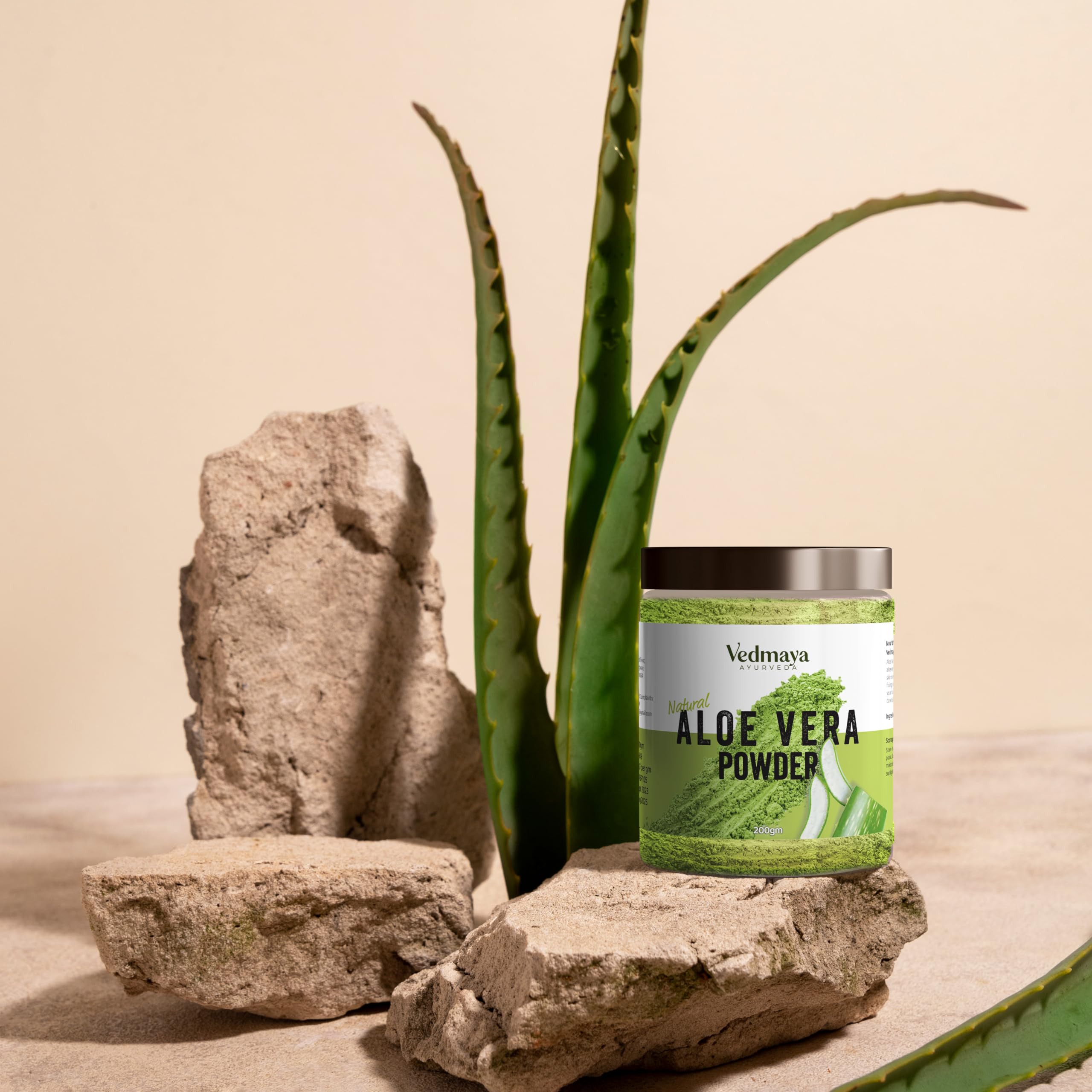 VEDMAYA 100% Pure Natural Aloe Vera Powder (5.3oz/150g) - Chemical-Free & Preservative-Free - For DIY Face Masks & Hair Treatments - Helps Balance Oily Skin & Scalp - Perfect for Homemade Skincare & Hair Care Routines
