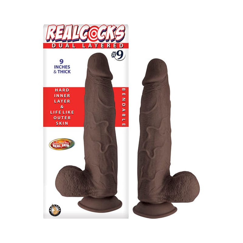 Realistic Dual-Layered Realcocks #9 9-Inch Dark Brown Dildo for Enhanced Pleasure – Perfect for Solo Play, Couples & BDSM Scenes