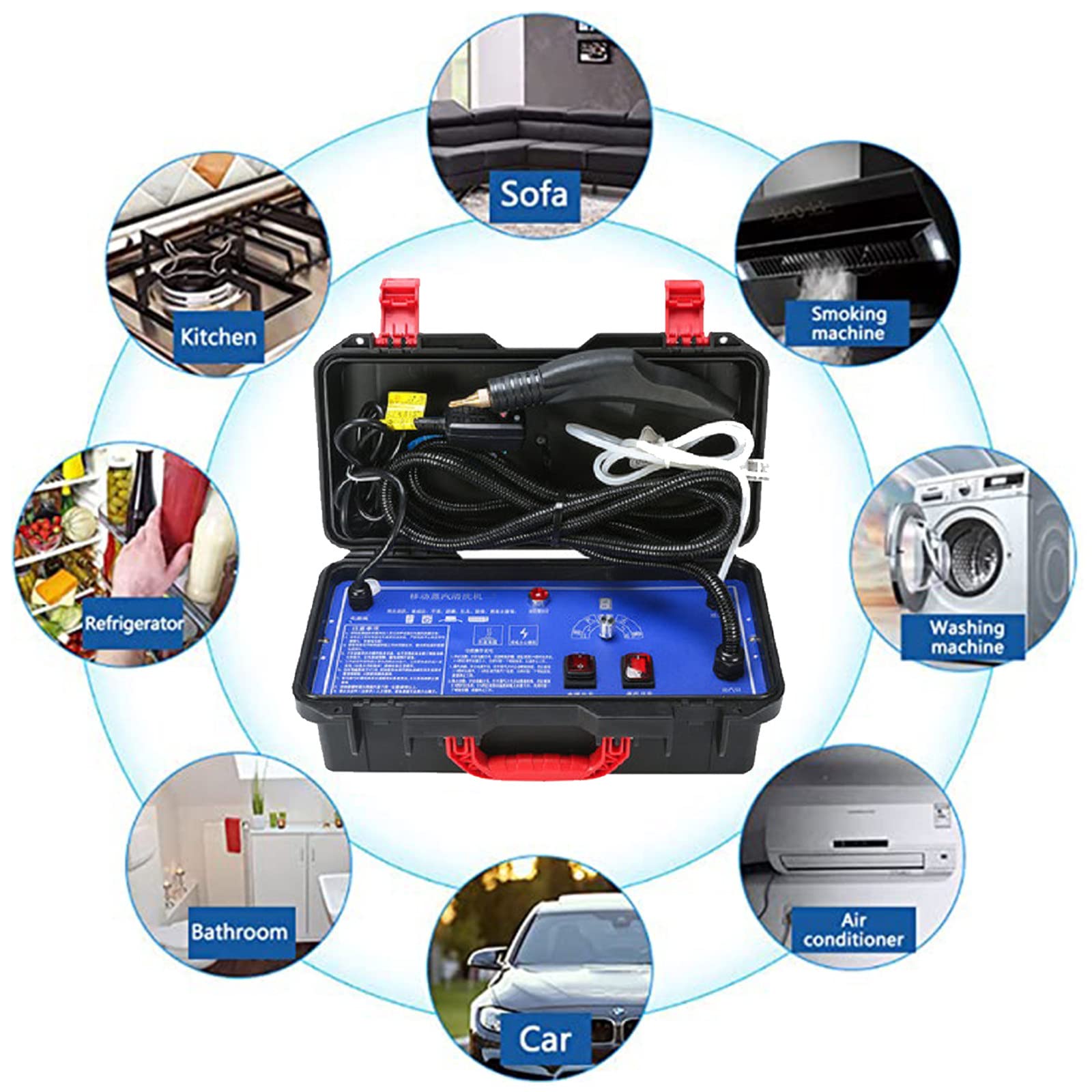 XYEJL 3000W Heavy Duty Steam Cleaner - 220V High Temperature & High Pressure Multi-Purpose Steamer with Accessories for Deep Cleaning Cars, Kitchens, Bathrooms, Furniture, Air Conditioners, Grease Removal - Perfect for Home, Commercial & Industrial Use