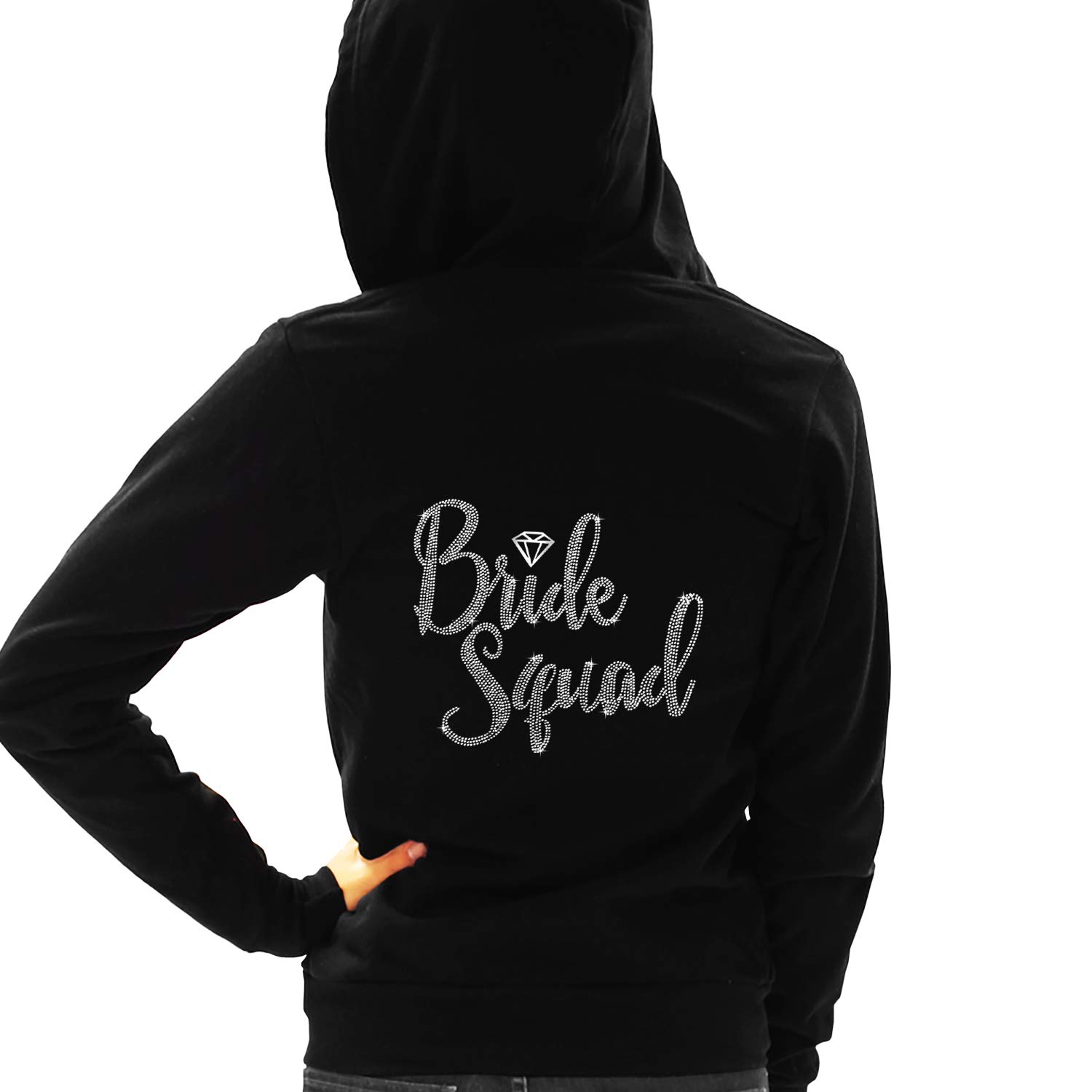 Sparkling Rhinestone Sash Bride Sweatshirt | Bride to Be Zip Up Hoodie for Bridal Shower, Bachelorette Party & Spa Day | Comfortable Wedding Party Apparel for Pre-Wedding Celebrations