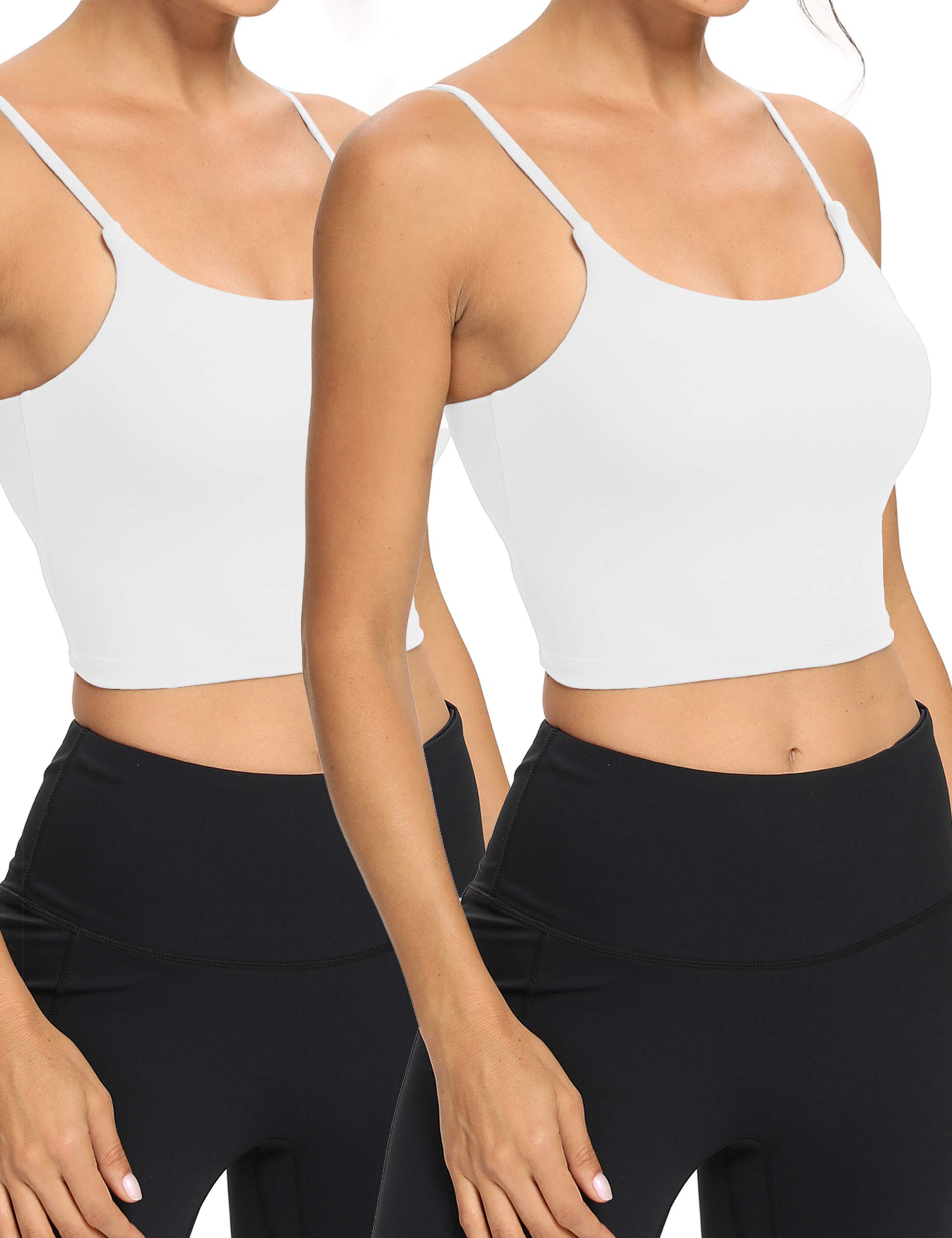 YMDD 2 Pack Women's Longline Padded Yoga Sports Bra - High Support Workout Tank Top for Running, Fitness & Gym - Breathable Camisole Crop Top (White) | Perfect for Yoga, Pilates & Active Lifestyle