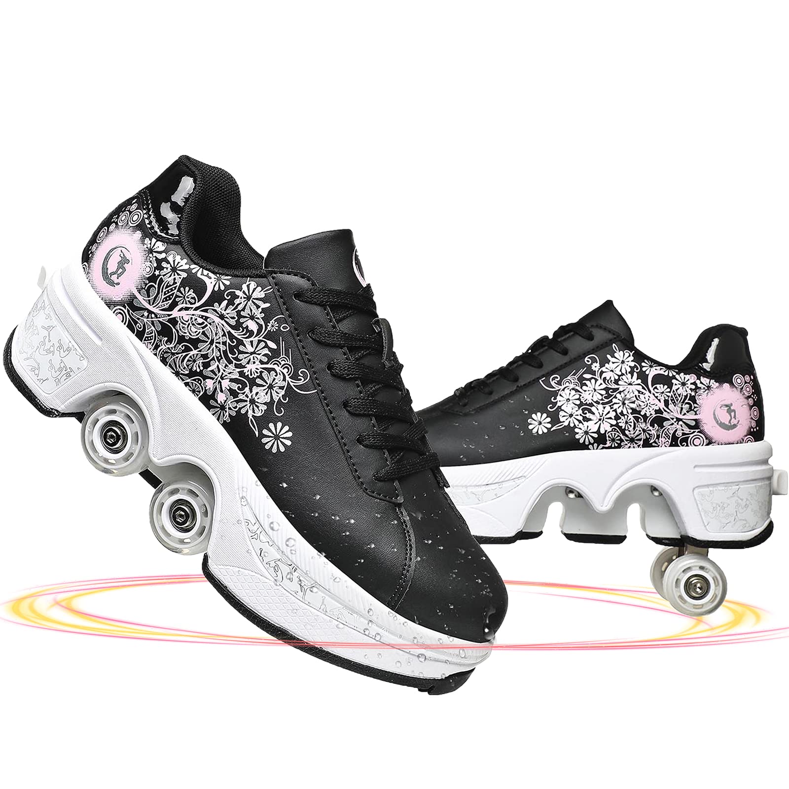 YUNWANG Women's Convertible Roller Skates Shoes - Retractable Outdoor Skating Shoes for Walking & Fitness | Perfect for Commuting, Travel & Casual Wear