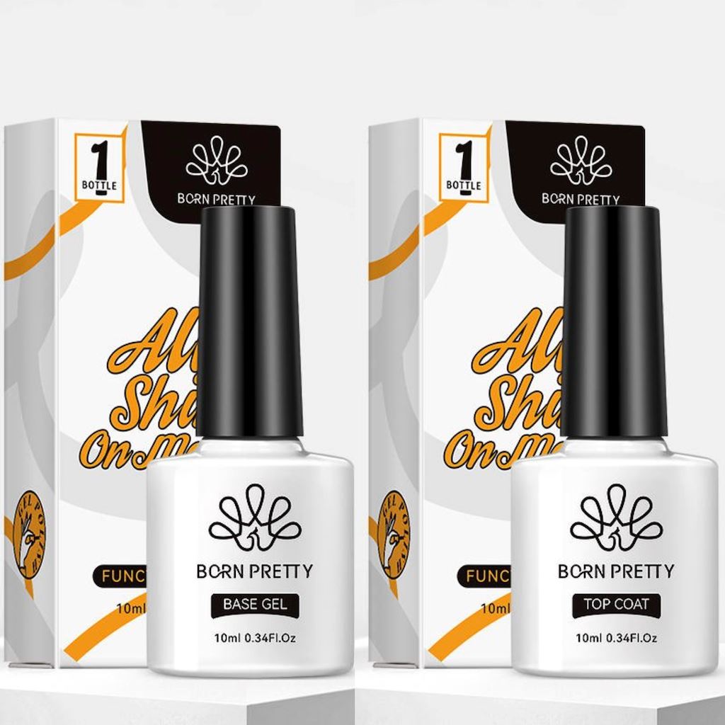 Born Pretty Duo Pack - Base Coat & Super Top Coat Nail Polish Set (10ml Each) | Long-Lasting Shine & Protection for Manicures at Home or Salon
