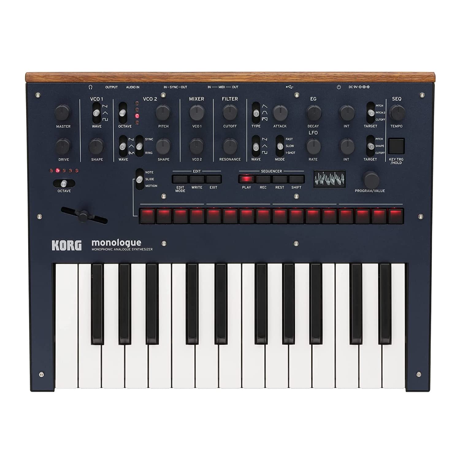 Korg Monologue Blue Monophonic Analog Synthesizer with 16-Step Sequencer & OLED Oscilloscope - Professional Portable Synth for Live Performances, Studio Recording & Electronic Music Production