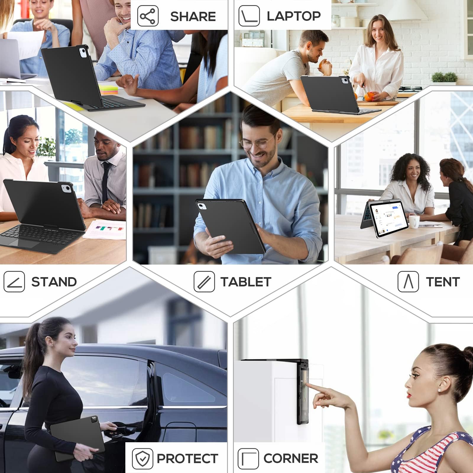 iPad Air 11-inch (M2) 2024 & iPad Pro 11 Keyboard Case with Multi-Touch Trackpad, Rainbow Backlit, 360° Rotatable & Apple Pencil Holder - Compatible with 1st/2nd/3rd/4th Gen & iPad Air 5th/4th 10.9