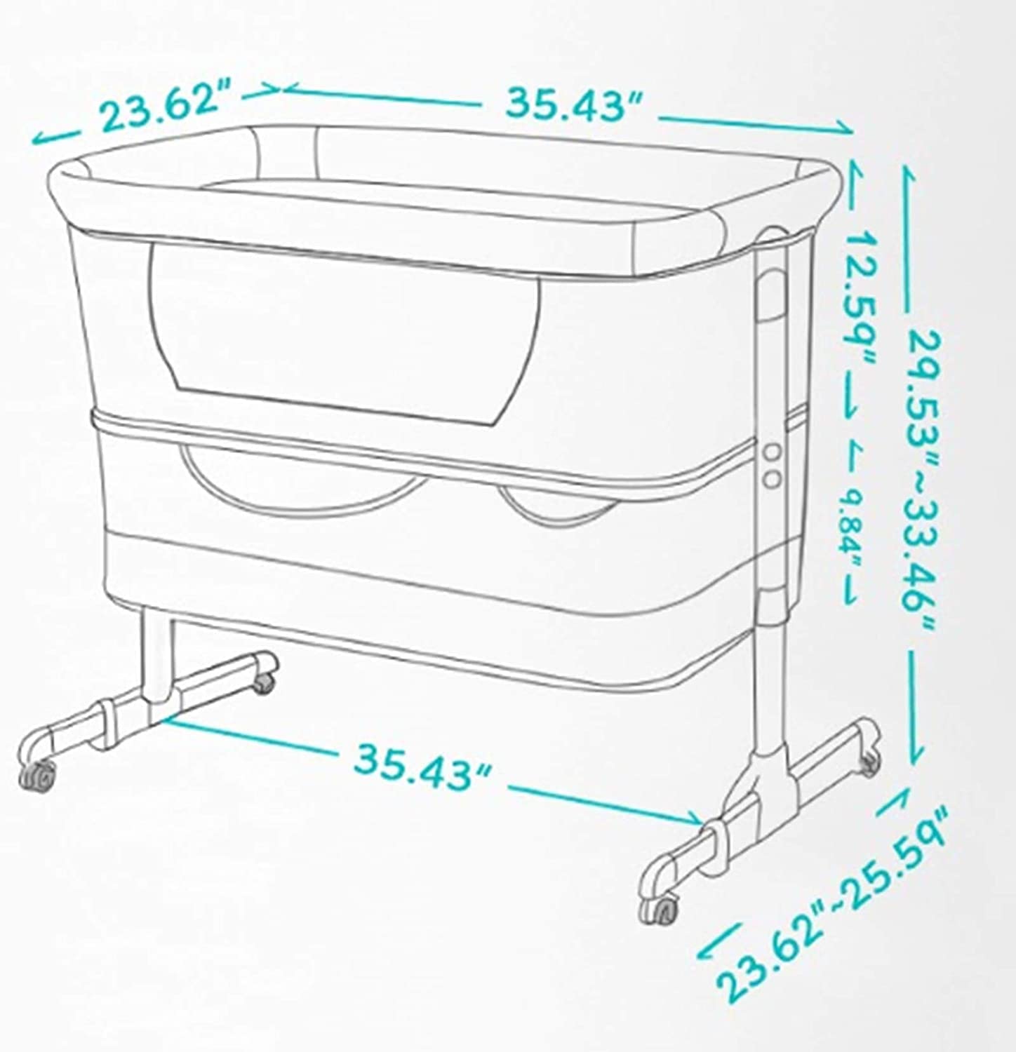 3-in-1 Portable Adjustable Bedside Crib for Newborn Baby - Convertible Bassinet with Mosquito Net for Girls & Boys - Deep Khaki - Perfect for Nursery, Bedroom & Travel