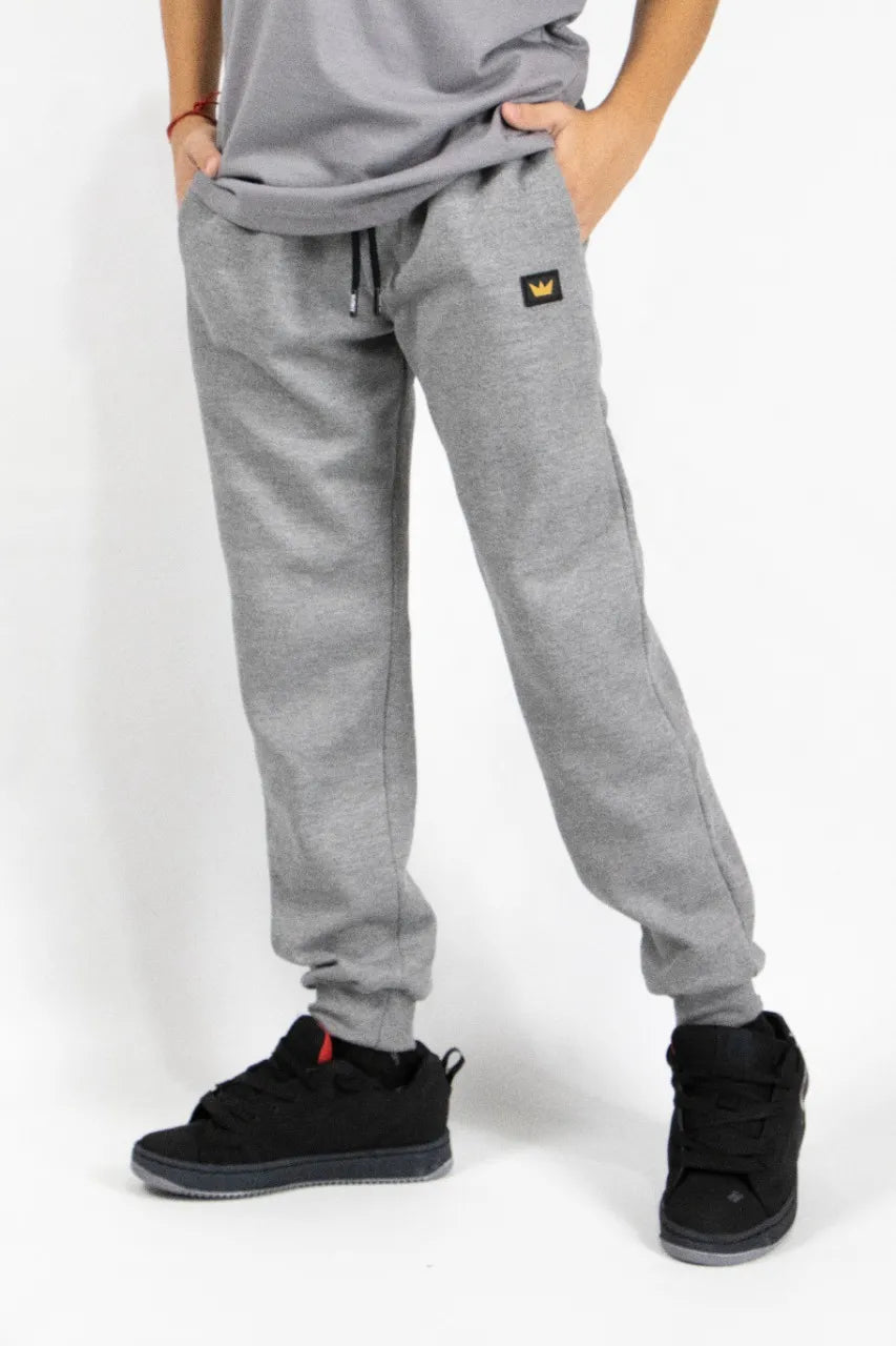 Jogging Kingpin Kids Classic Light Gray Sneakers with Crown Design - Perfect for School, Play & Everyday Wear