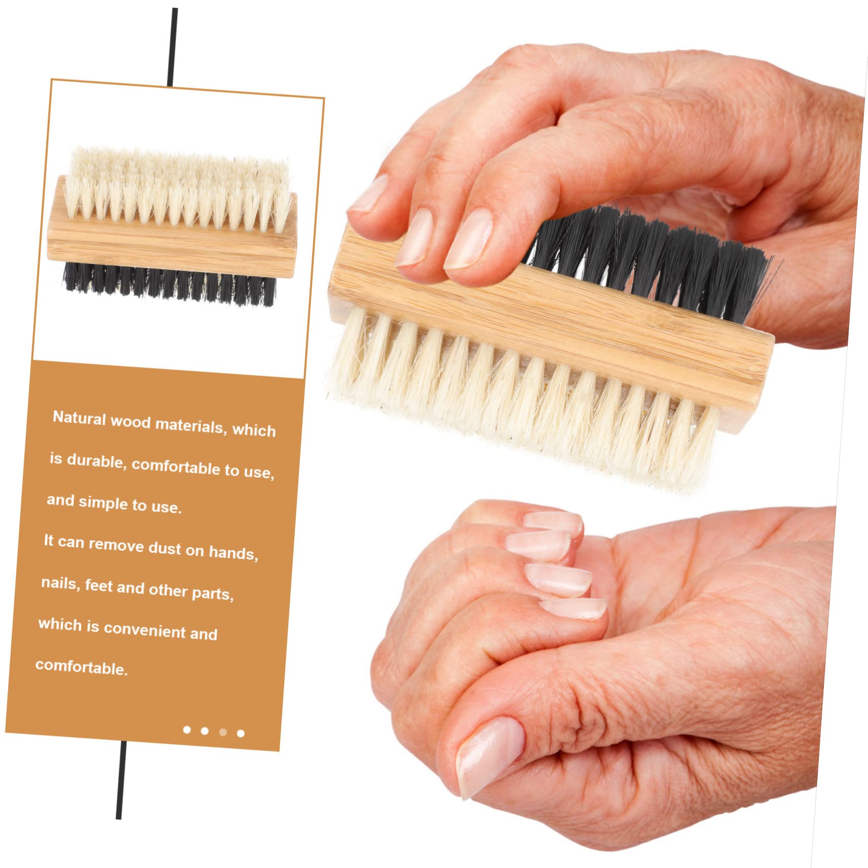 DOITOOL 2-Pack Bamboo Nail Brush Cleaner - Multi-Purpose Household Cleaning Brush for Fingernails, Boots, Shoes & Laundry - Natural Scrubber for Hygiene & Stain Removal - Perfect for Salon, Home & Travel Use