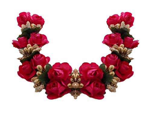 Kabello Artificial Flower Gajra - Bride Hair Accessories for Women & Girls - Magenta Floral Hair Jewelry - Pack of 1 - Perfect for Weddings, Indian Bridal Dressing & Festive Occasions