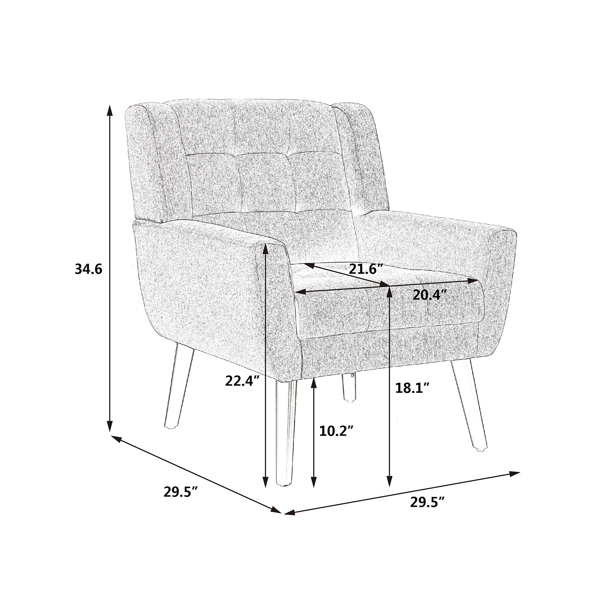 Modern Velvet Accent Chair - Solid Wood Legs Living Room Armchair | Lounge Chair for Club, Office & Balcony | Light Grey Home Decor | Perfect for Reading Nook, Coffee Corner & Cozy Spaces