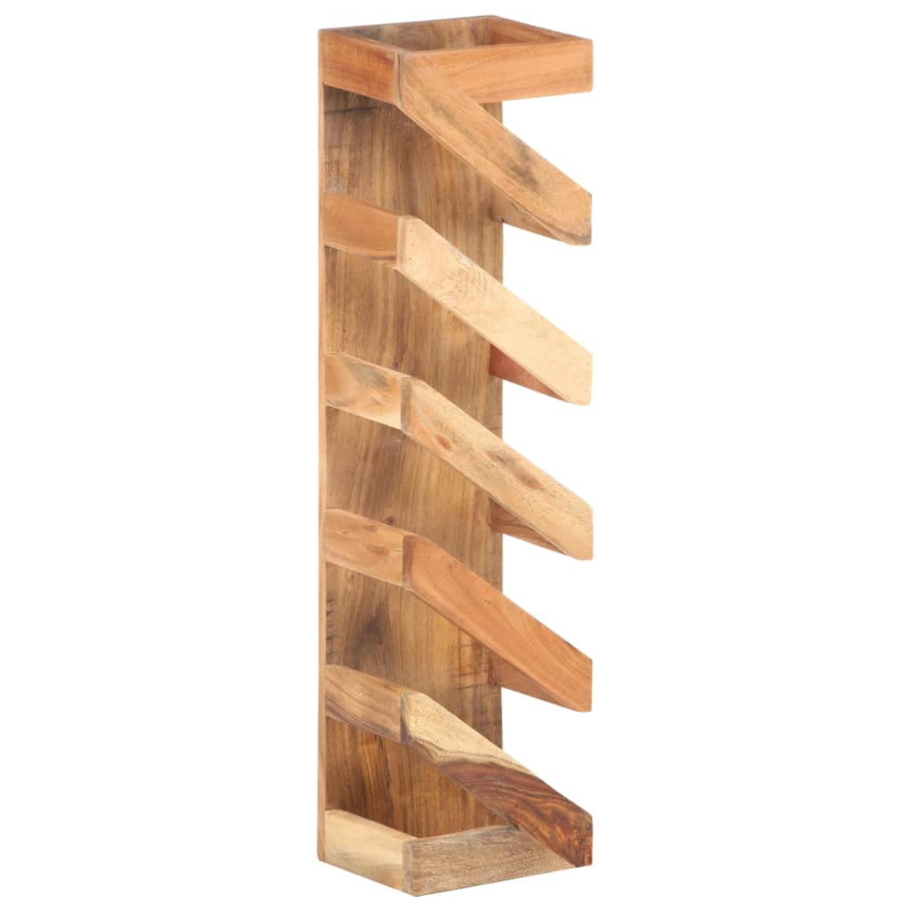 CHARMMA 5-Bottle Wine Rack - Solid Acacia Wood Wall Mounted Wine Storage for Kitchen, Dining Room & Bar Decor