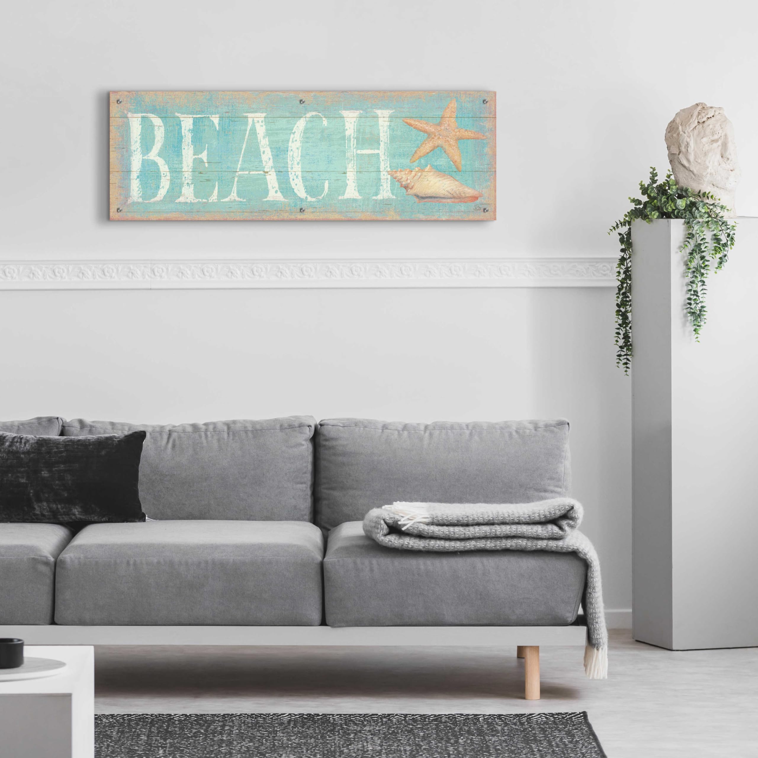 Epic 'Pastel Beach' Acrylic Glass Wall Art by Daphne Brissonnet - 48x16 Inches Coastal Painting for Living Room, Bedroom & Office Decor