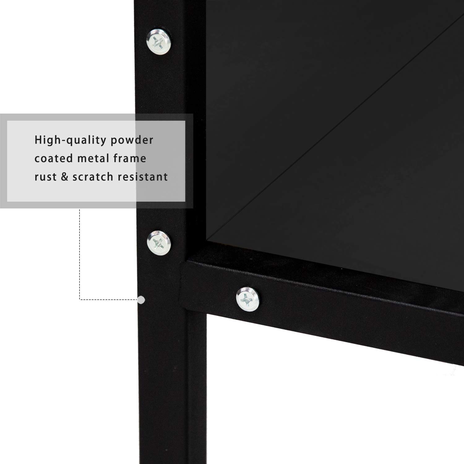 Black U-Shaped Steel Leg Office Desk with Bookshelf - Simple & Modern Computer Desk for Home Office, Study, Living Room & Bedroom - Perfect for Working, Reading & Writing