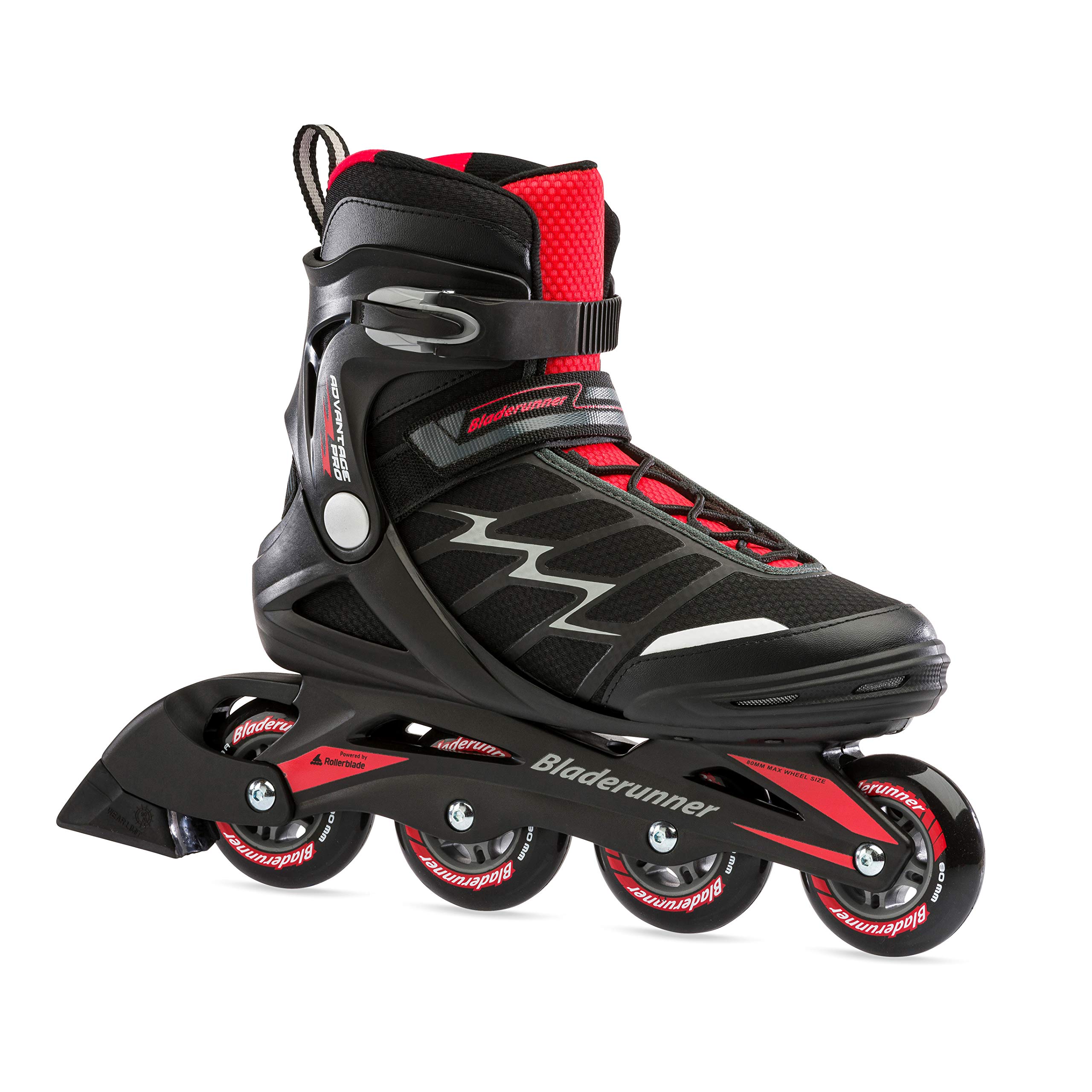 Rollerblade Advantage Pro XT Men's Adult Fitness Inline Skates - Black & Red Size 12 for Outdoor Exercise, Fitness Training & Recreational Skating
