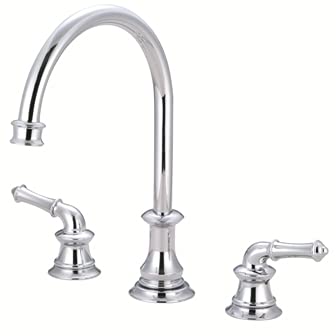 JRL-1190 Two Handle Widespread Kitchen Faucet in Polished Chrome - Perfect for Modern Farmhouse & Contemporary Kitchen Sinks
