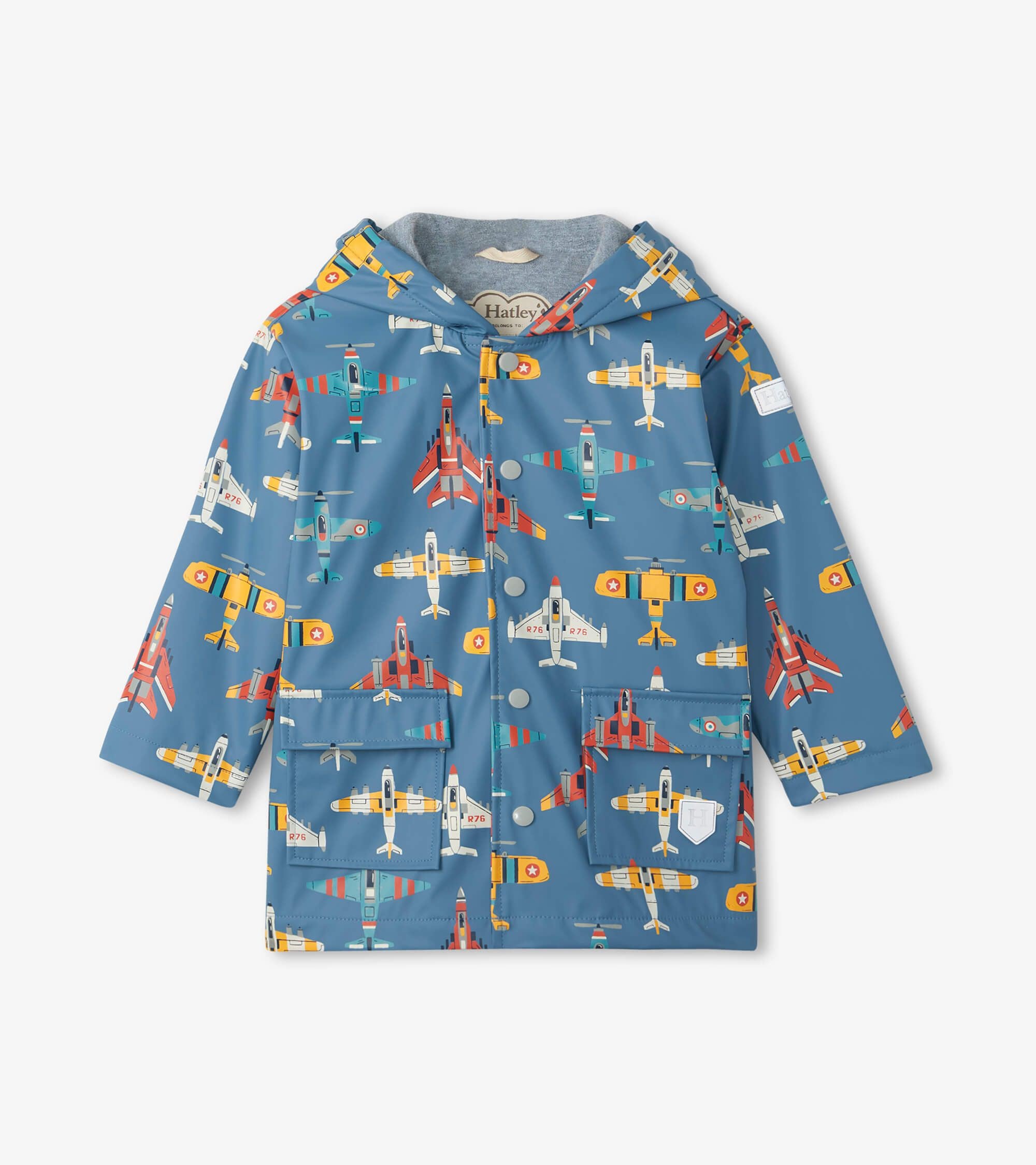 Hatley W23 Flying Aircrafts Waterproof Raincoat for Kids - Fun Airplane Design, Lightweight & Comfortable - Perfect for Outdoor Play, School, and Rainy Day Adventures