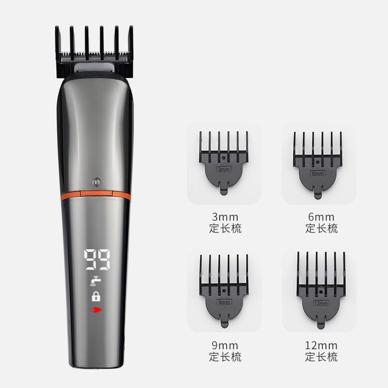 Professional Waterproof Hair Clipper with LCD Display - Electric Hair Trimmer for Men & Women, Nose & Beard Grooming Kit - Perfect for Home, Salon & Travel Use