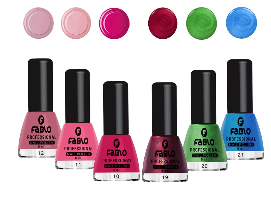 FABLO 6 Colors Nail Polish Set - Long Lasting Gel Nail Paint Kit for Women (Shades A02) - Perfect for Summer & Winter Manicures - Salon Quality Nail Art for Home & Party Use