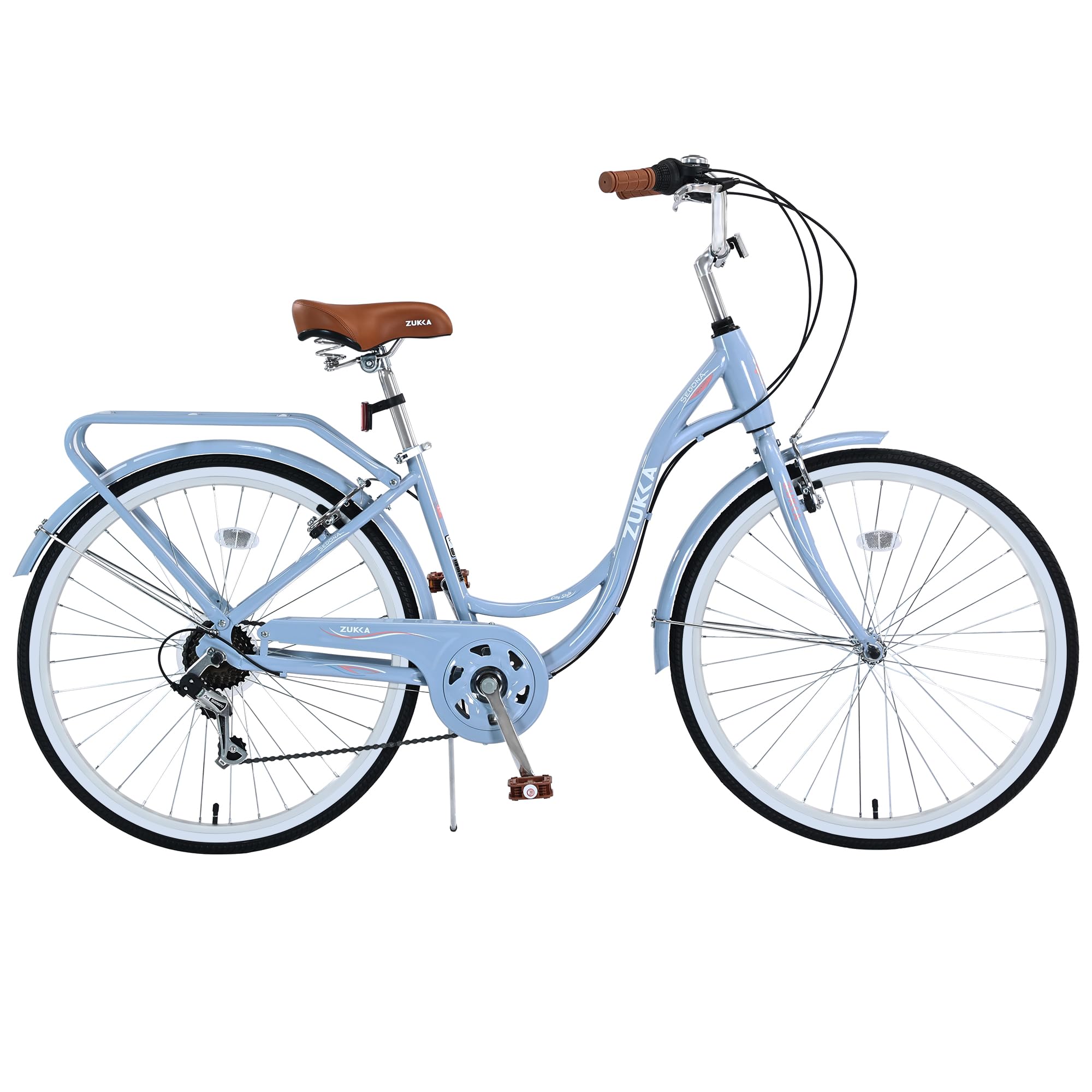 24/26 Inch 7-Speed Adult Cruiser Bicycle - Steel Frame Comfort Bike for Women, Men & Seniors - Multi-Color Options - Perfect for City Commuting, Leisure Rides & Exercise