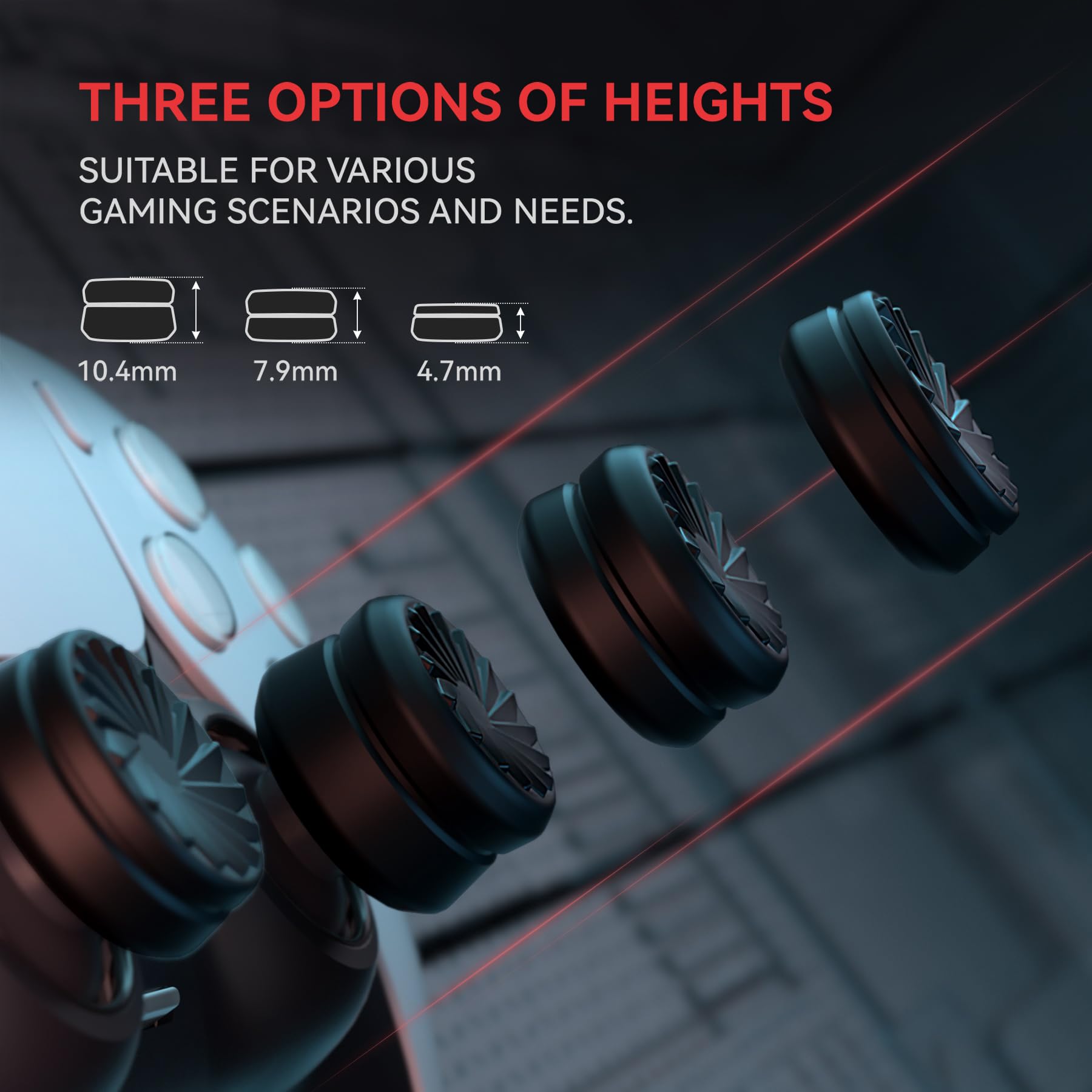 PlayVital Thumb Grip Covers for PS5/PS4, Xbox Series X/S/One, Switch Pro & Elite 2 Controllers - 3 Pairs Black Ergonomic Joystick Caps - Enhance Gaming Comfort & Grip for Long Sessions - Perfect for FPS, Racing & Action Games
