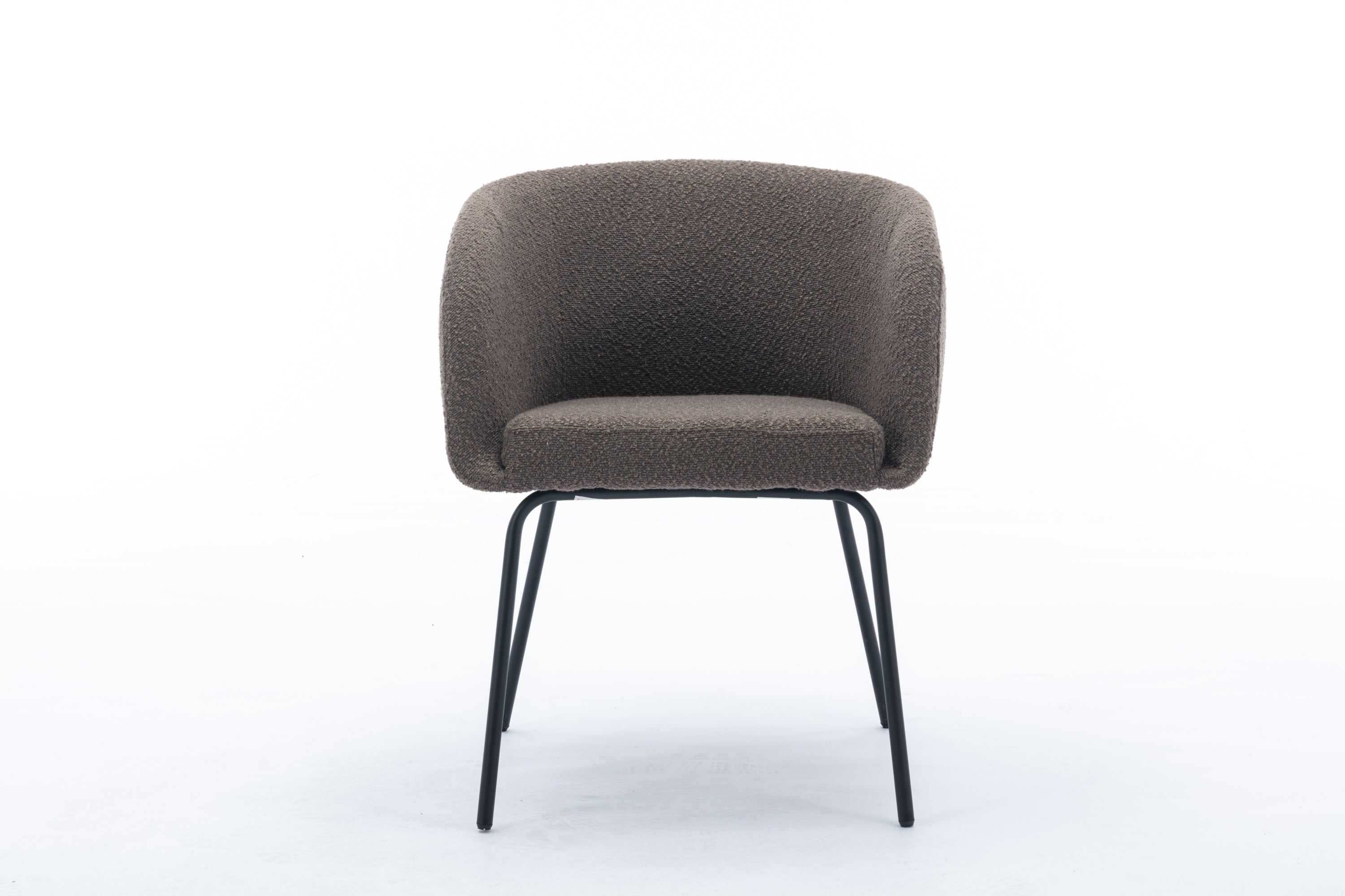 Boucle Fabric Dining Chair with Black Metal Legs - Set of 1 - Modern Upholstered Side Chair for Kitchen, Dining Room & Office