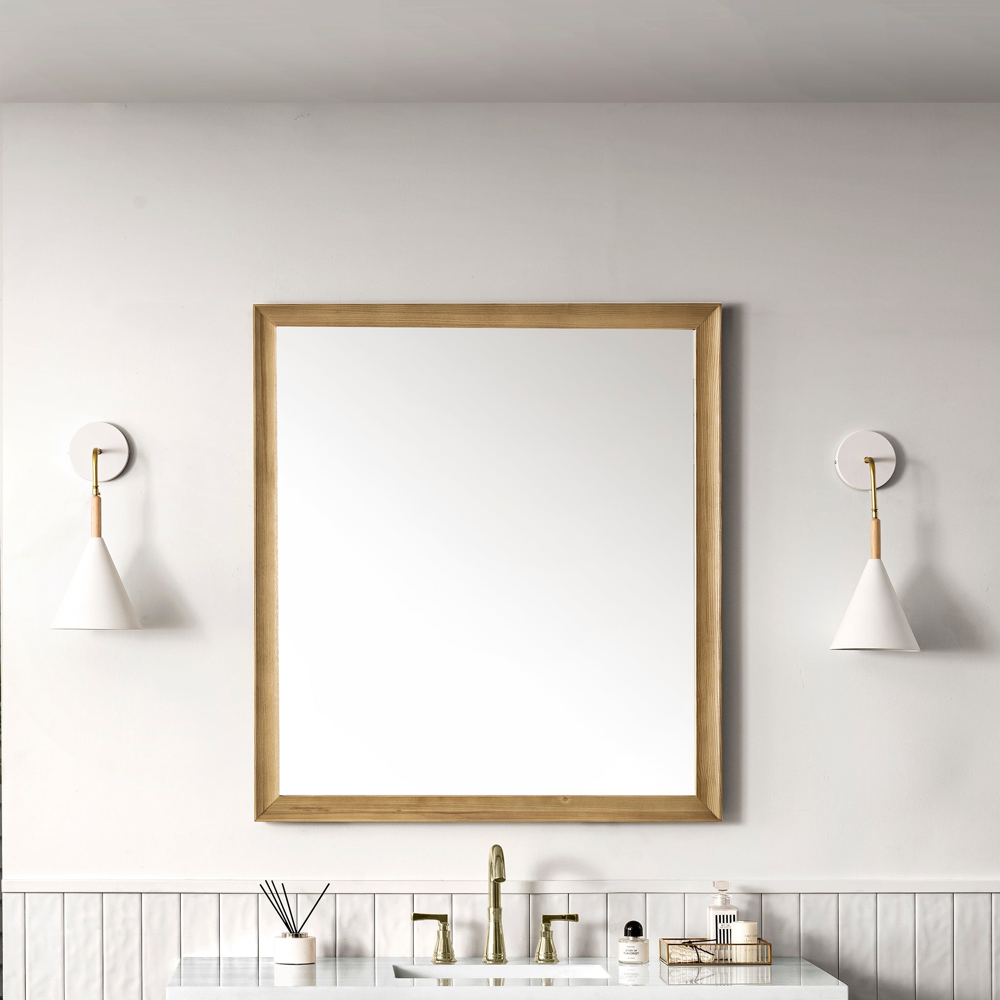 Glenbrooke 36-Inch Light Natural Oak Wall Mirror - Perfect for Living Room, Bedroom & Entryway Decor