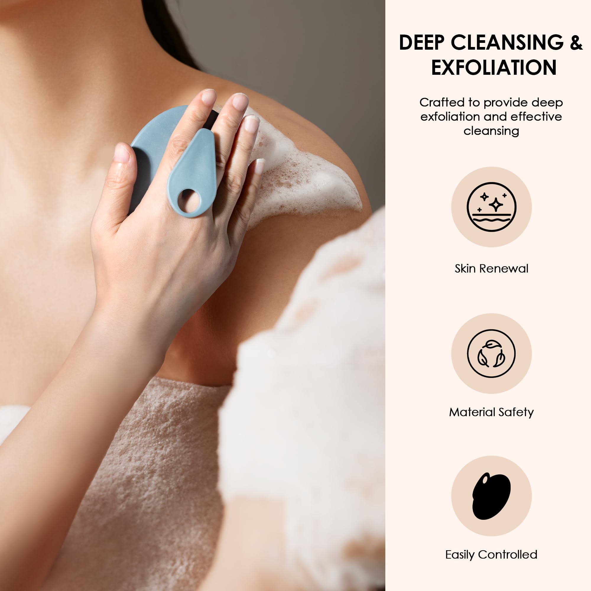 INNERNEED Exfoliating Shower Brush with PP Bristles - Pack of 4 for Deep Cleansing, Cellulite Massage & Lymphatic Drainage | Improve Blood Circulation & Skin Texture | Perfect for Spa, Home Use & Self-Care Routine