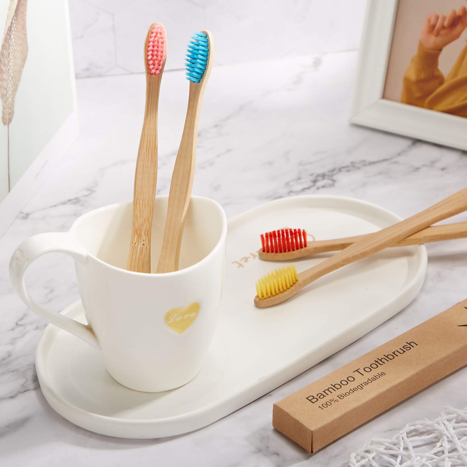 Eco-Friendly 18-Pack Bamboo Toothbrushes with Nylon Bristles & Ergonomic Handle - Biodegradable, Individually Wrapped, Multi-Colors - Perfect for Travel, Home & Zero-Waste Lifestyle